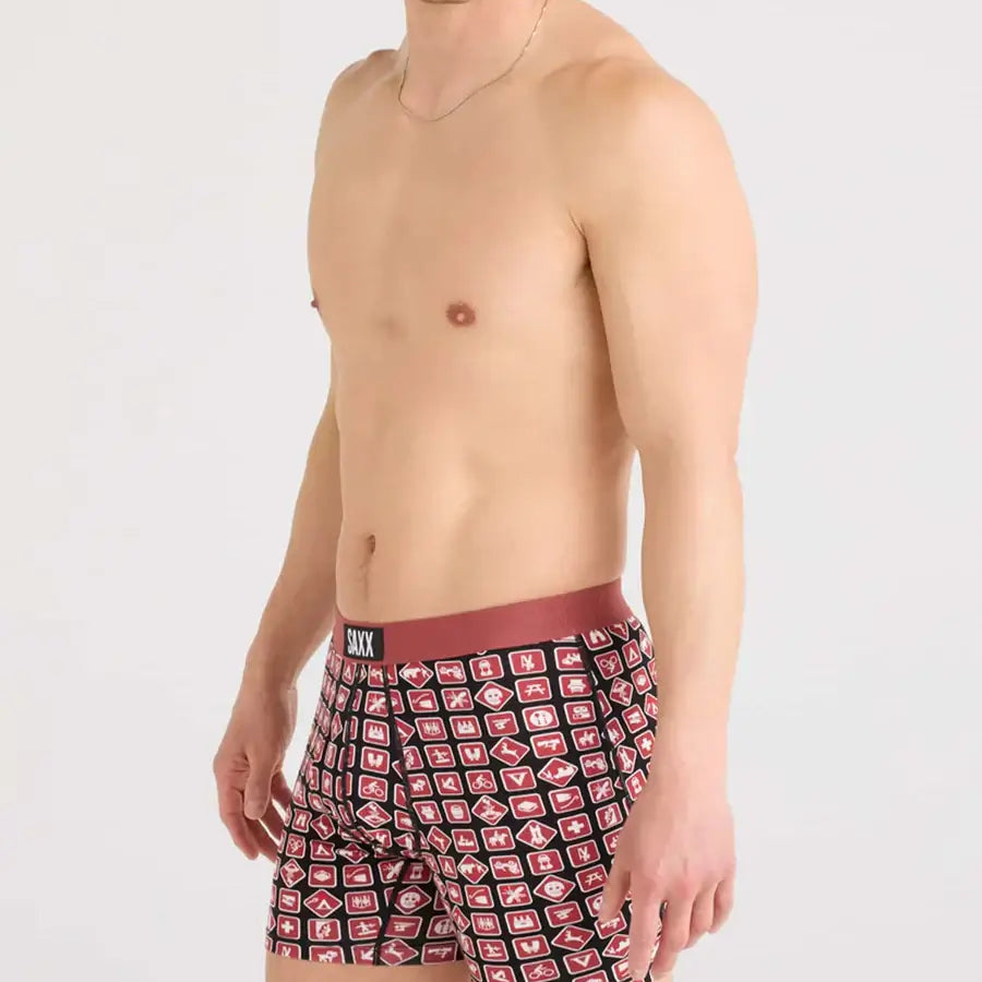 Saxx Ultra Super Soft Comfort Blend Boxer Briefs - Sign OFF Black