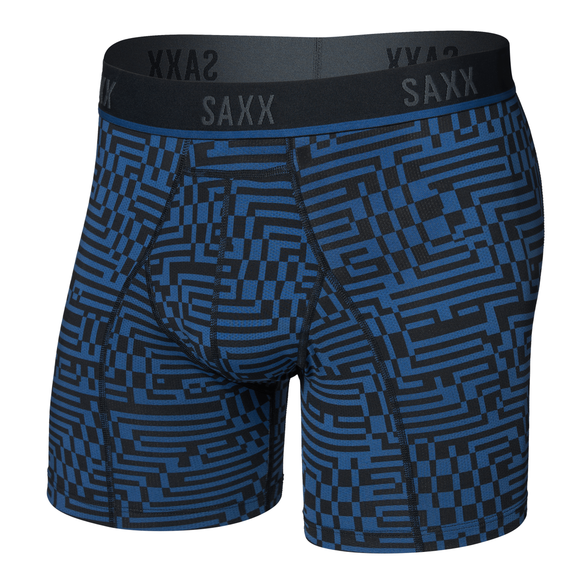 Saxx Kinetic Light Compression Mesh Boxer Briefs - Maze Camo, Navy Dawn