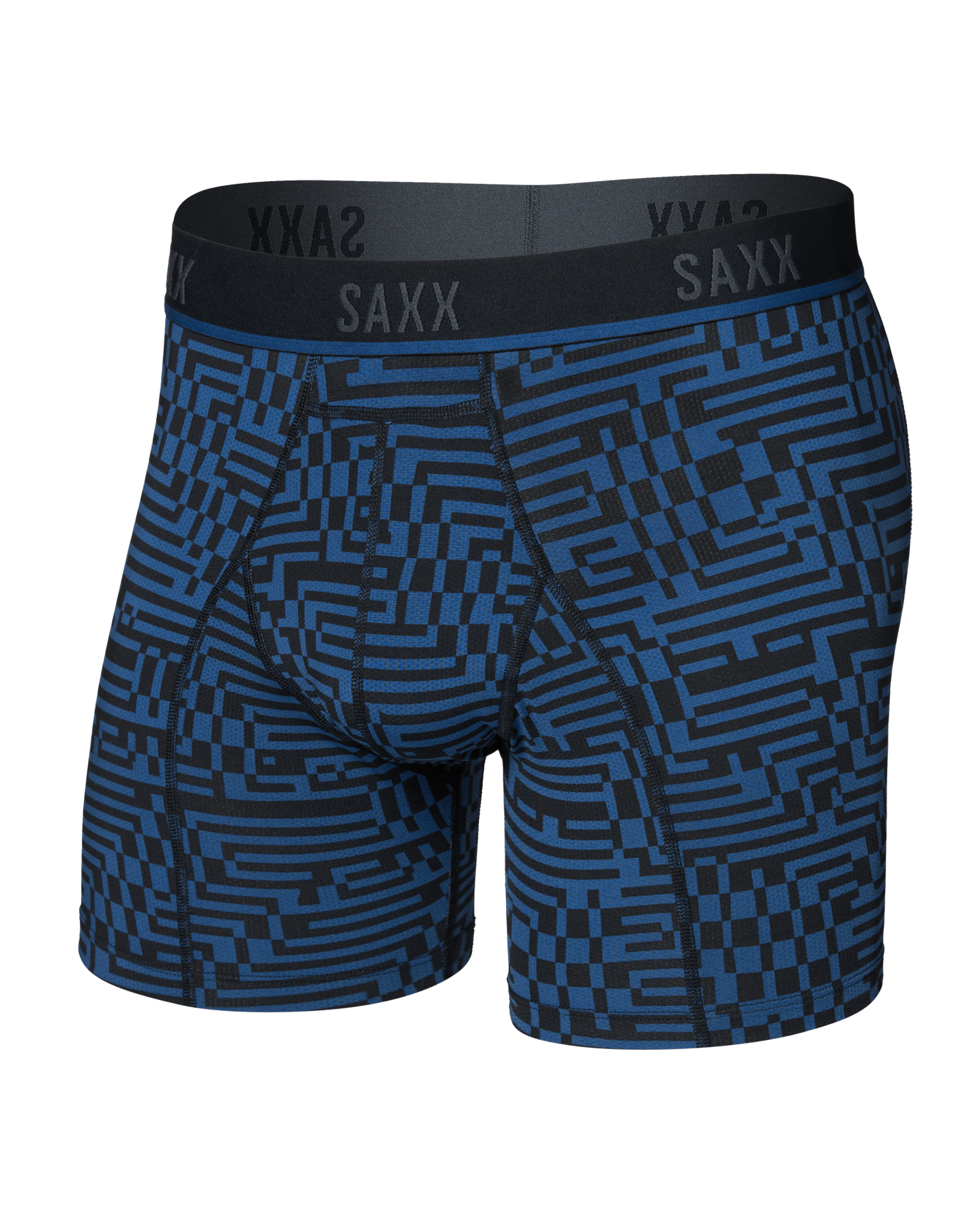 Saxx Kinetic Light Compression Mesh Boxer Briefs - Maze Camo, Navy Dawn