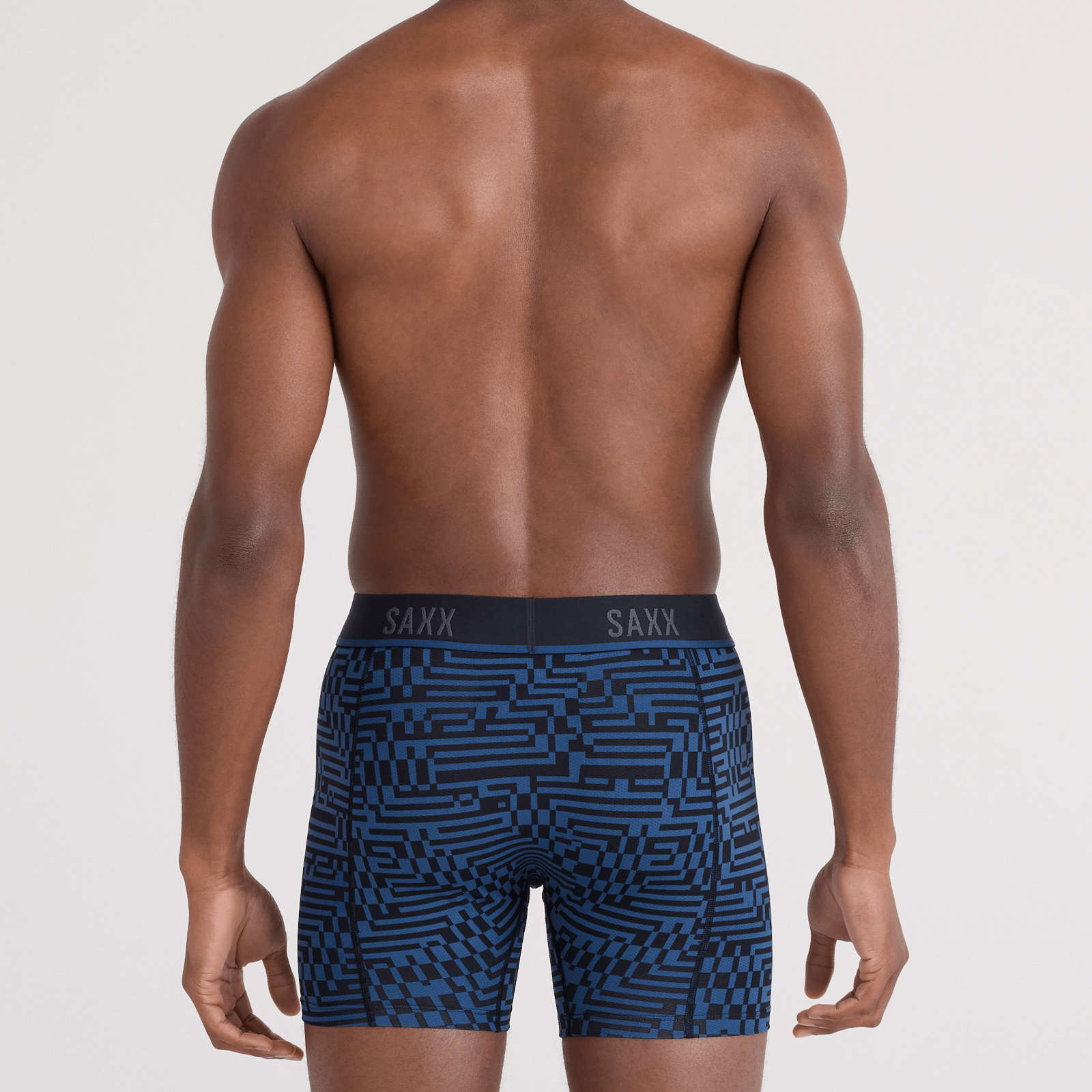 Saxx Kinetic Light Compression Mesh Boxer Briefs - Maze Camo, Navy Dawn