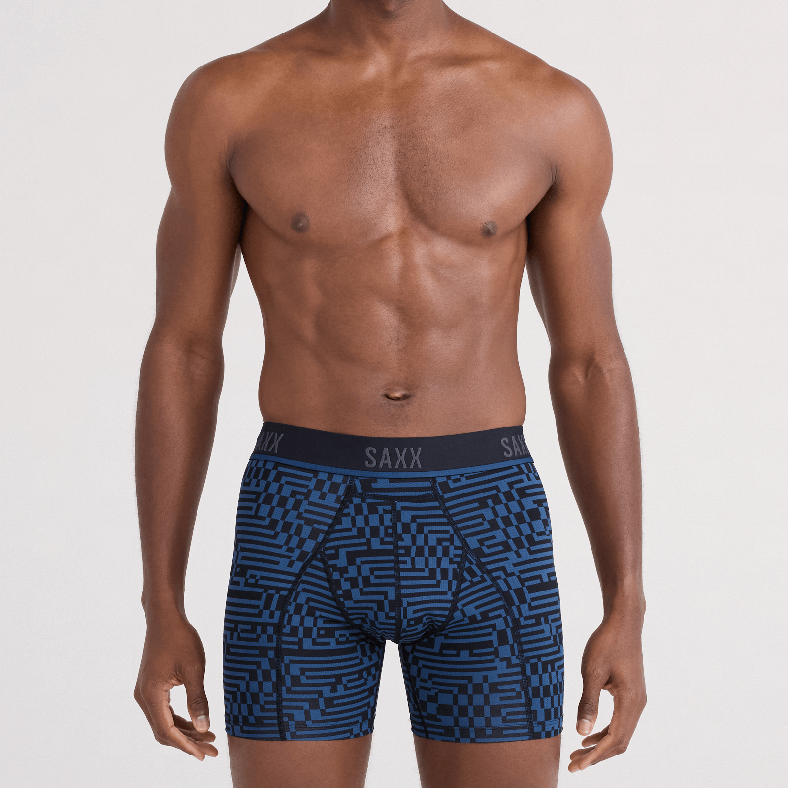 Saxx Kinetic Light Compression Mesh Boxer Briefs - Maze Camo, Navy Dawn