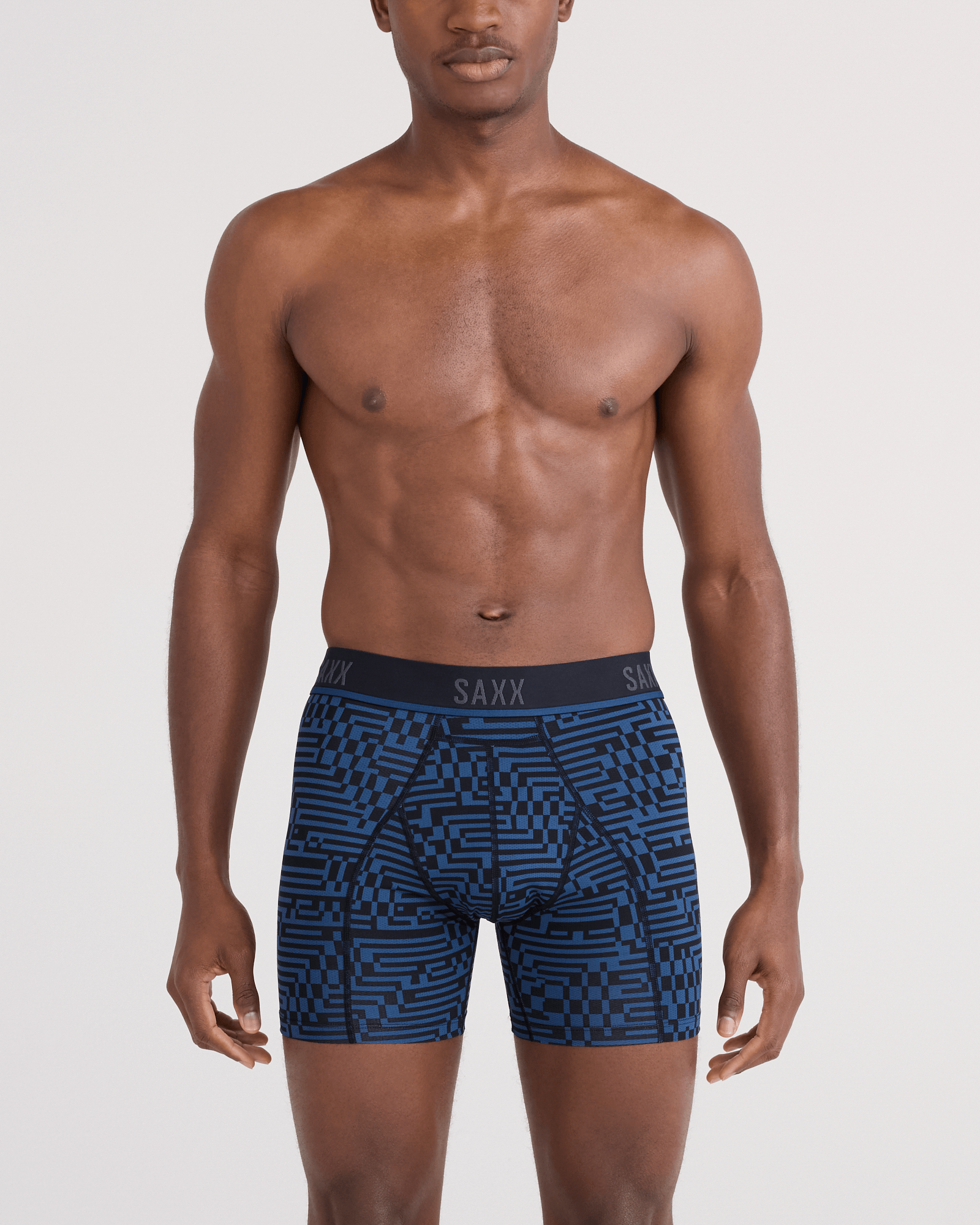 Saxx Kinetic Light Compression Mesh Boxer Briefs - Maze Camo, Navy Dawn