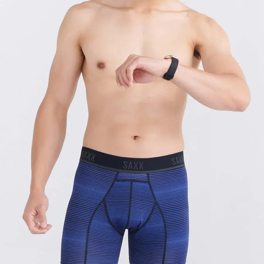 Saxx Kinetic Light-Compression Mesh Boxer Brief 5" - Variegated Stripe- Blue