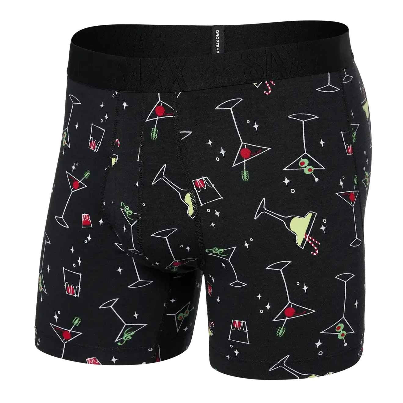 Saxx DropTemp® Cooling Cotton Boxer Brief 5" - Atomic Happy Hour - Black