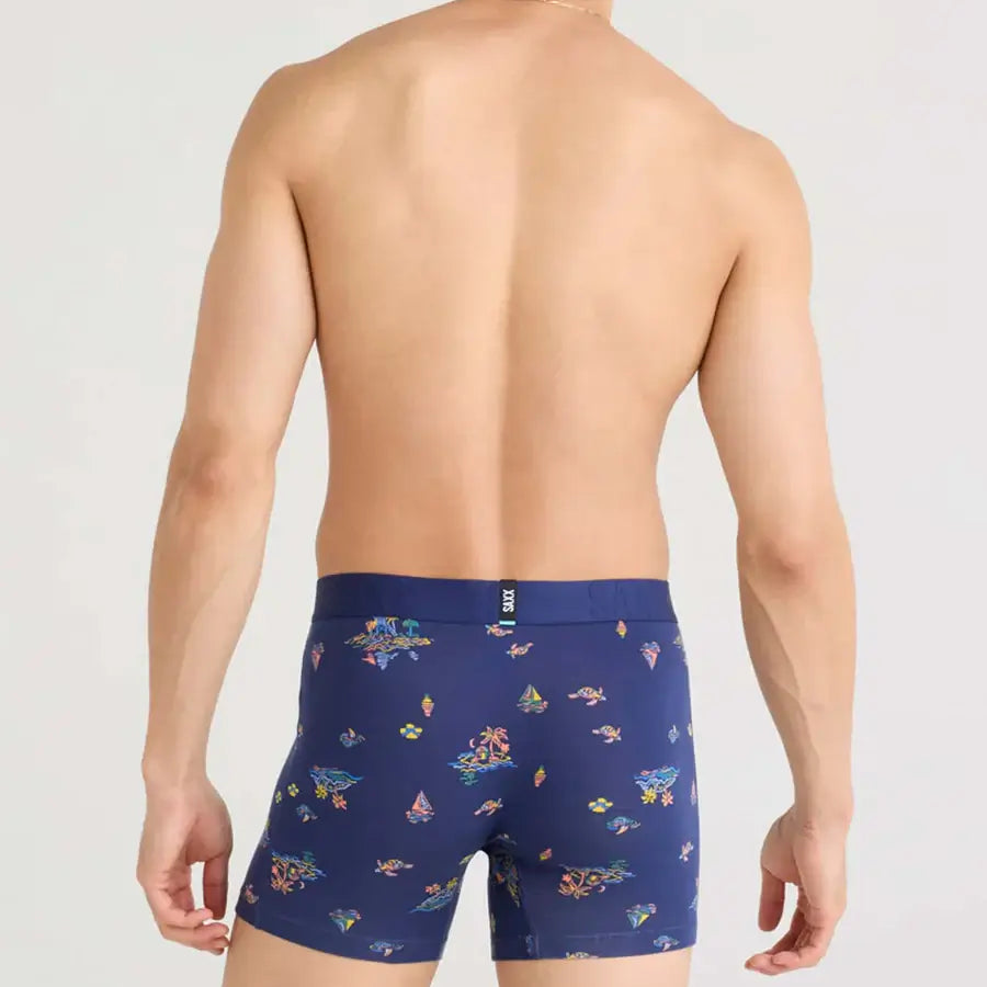 Saxx DropTemp® Cooling Cotton Boxer Brief 5" - Island Life-Midnight