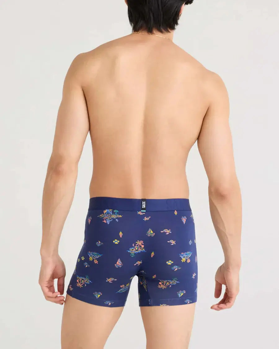 Saxx DropTemp® Cooling Cotton Boxer Brief 5" - Island Life-Midnight