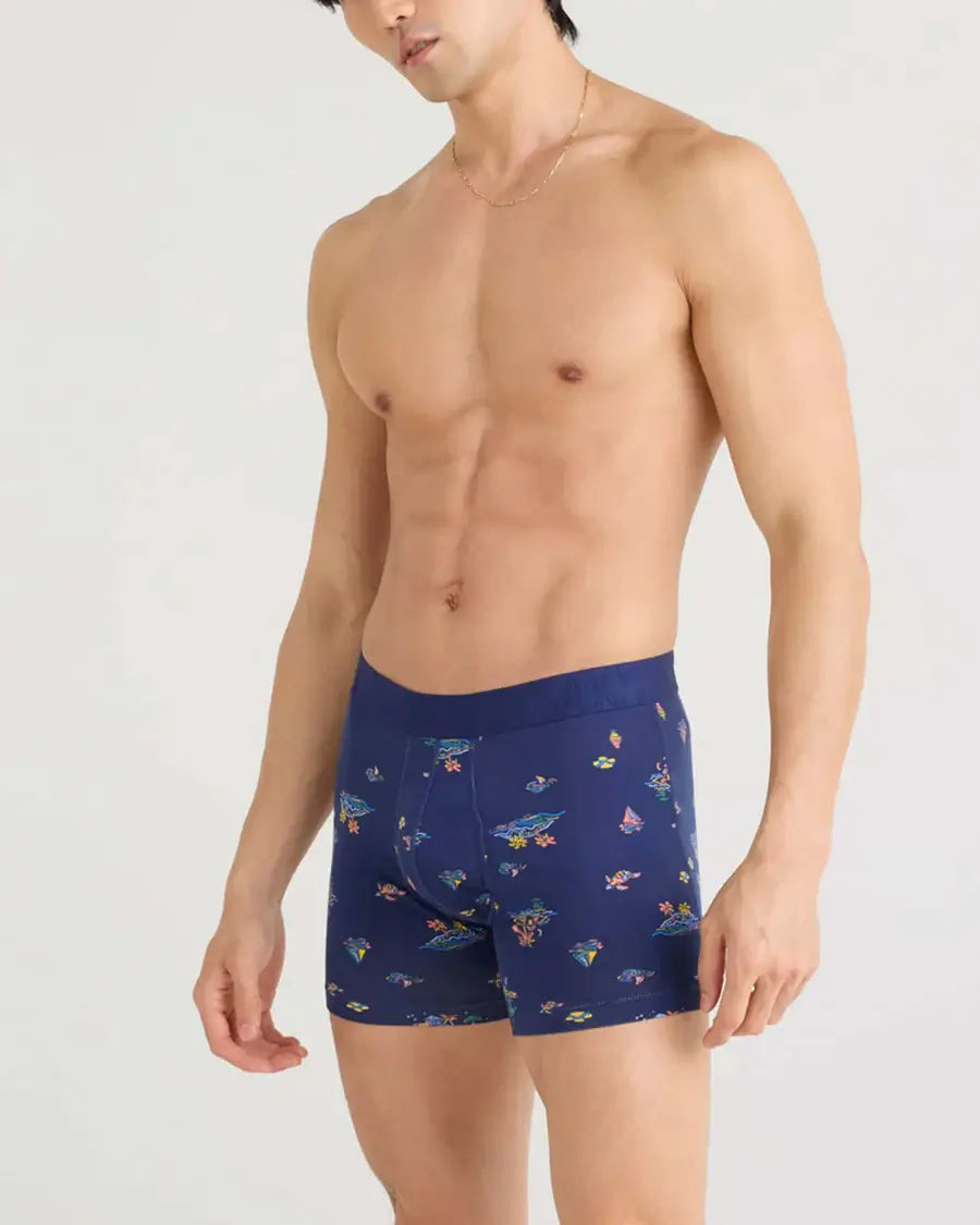 Saxx DropTemp® Cooling Cotton Boxer Brief 5" - Island Life-Midnight