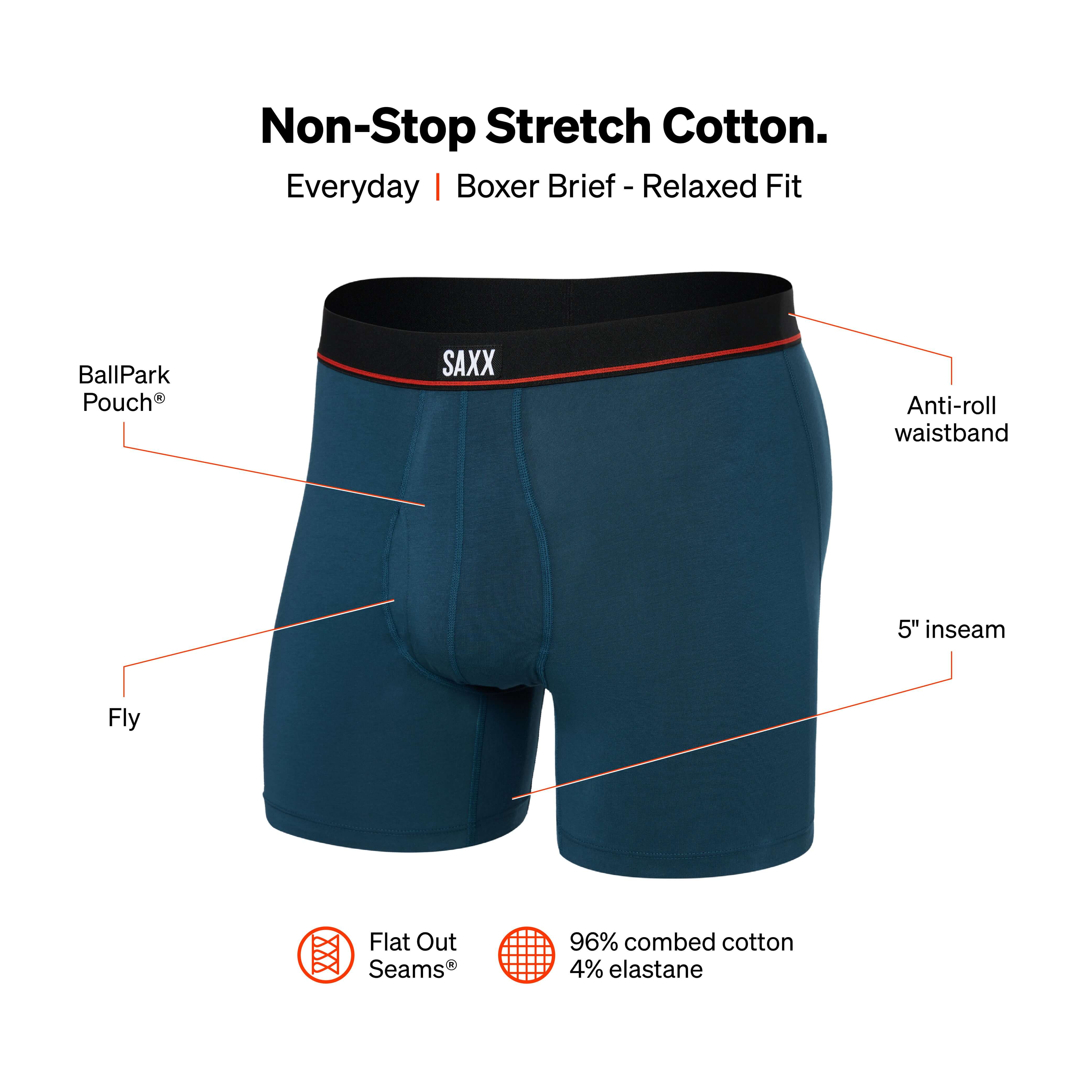 Saxx Non-Stop Stretch Cotton Boxer Briefs with BallPark Pouch® – Hurricane