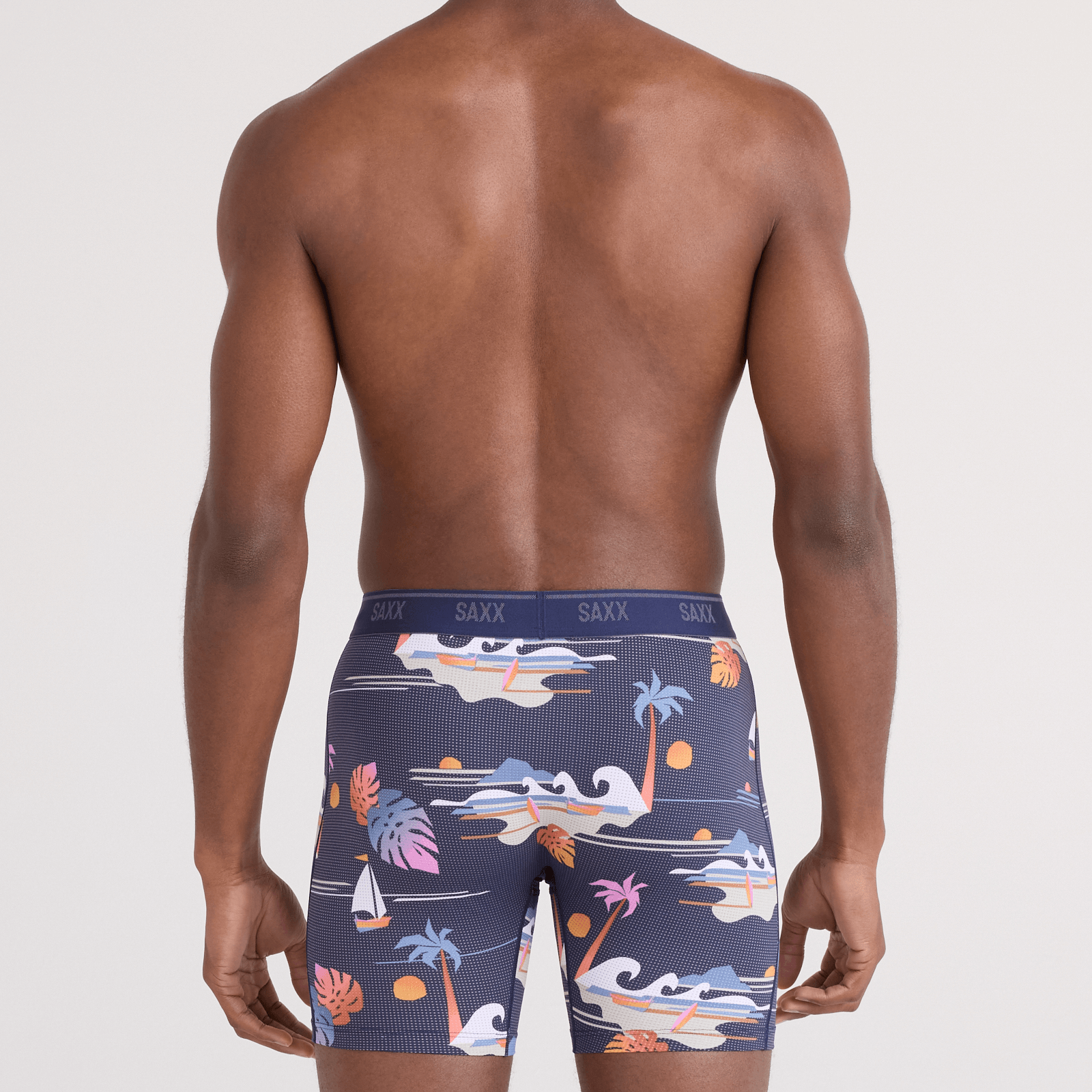 Saxx Underwear Quest Quick Dry Mesh Boxer Brief Fly - Sunny Adventure-Maritime