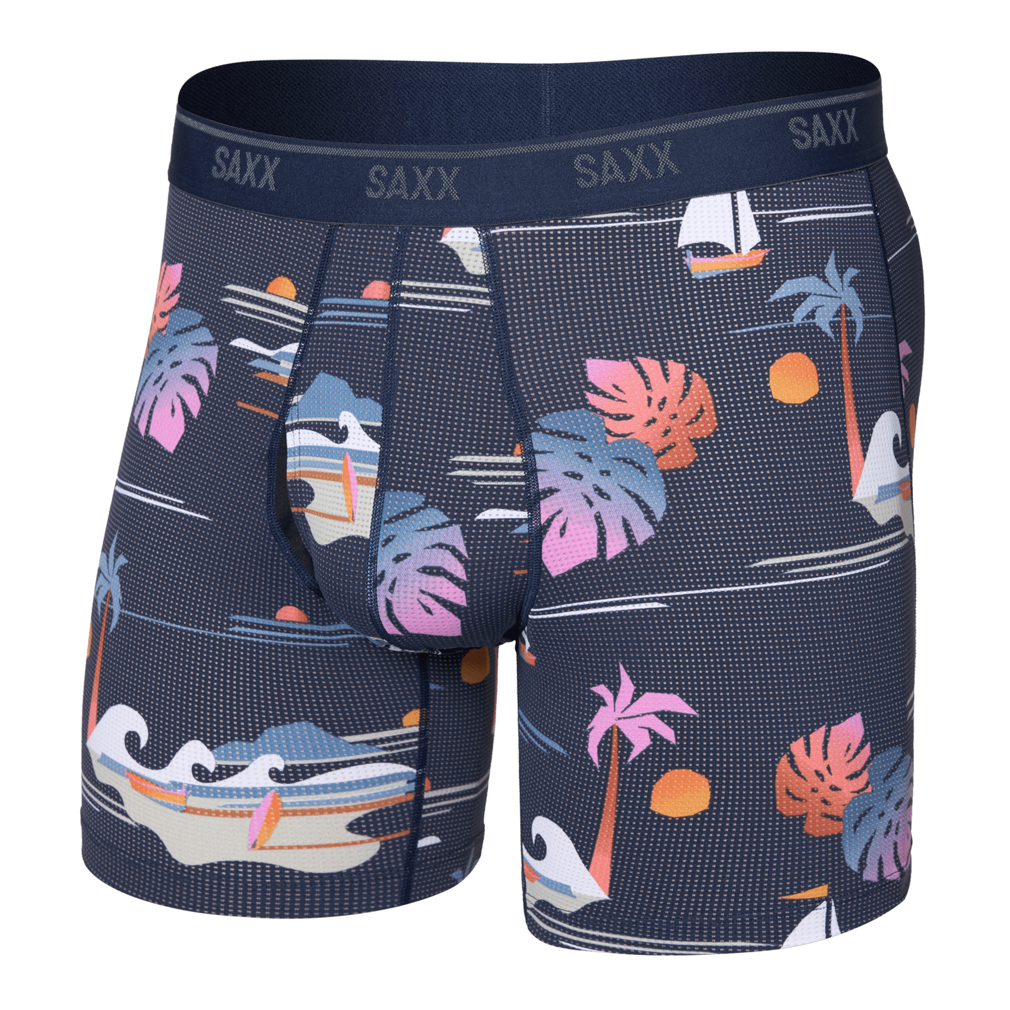 Saxx Underwear Quest Quick Dry Mesh Boxer Brief Fly - Sunny Adventure-Maritime