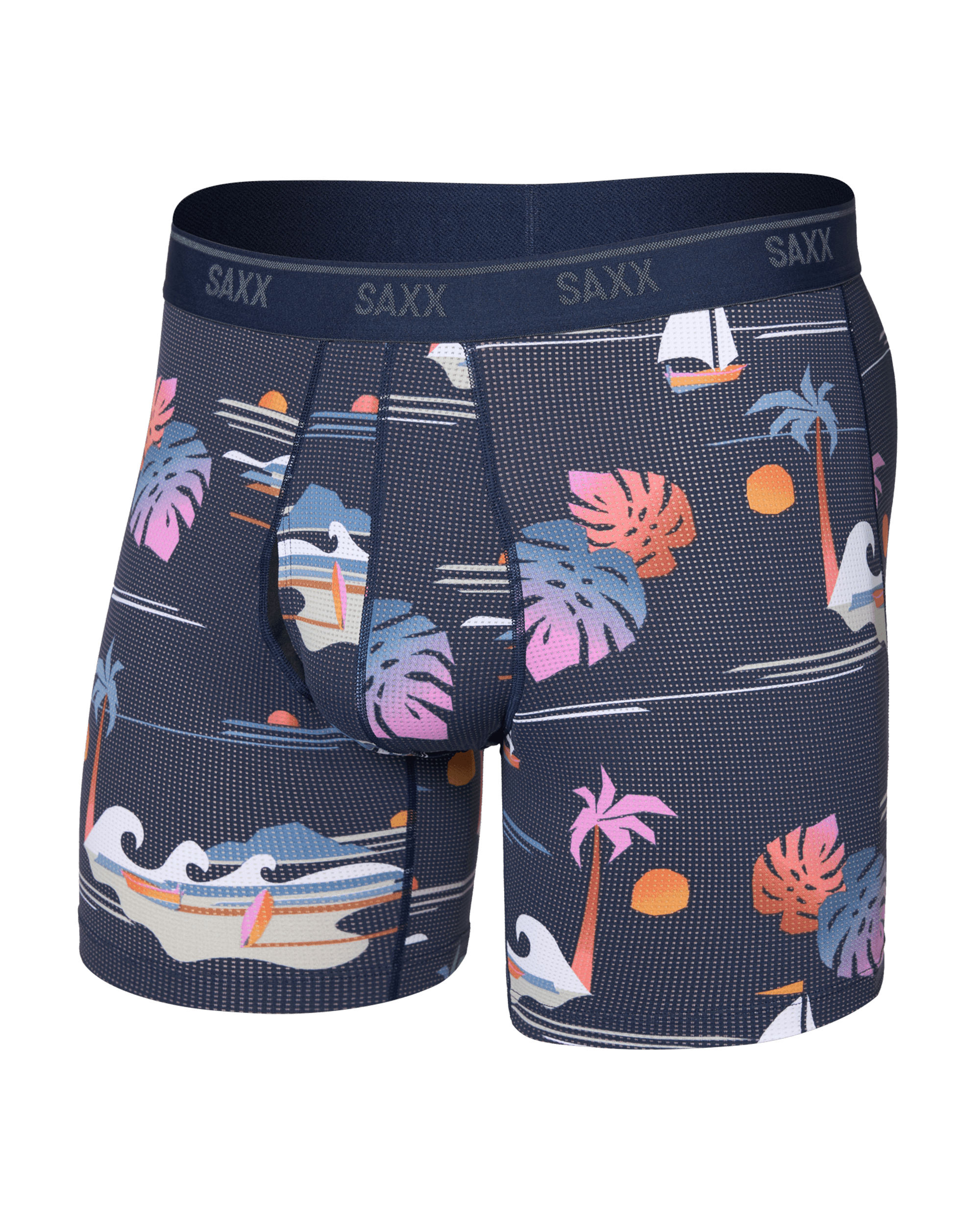 Saxx Underwear Quest Quick Dry Mesh Boxer Brief Fly - Sunny Adventure-Maritime