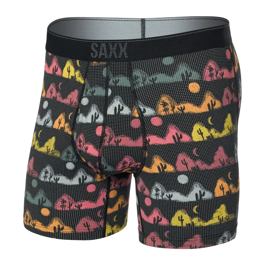 Saxx Underwear Quest Quick Dry Mesh Boxer Brief Fly - Mesa Nightfall-Black