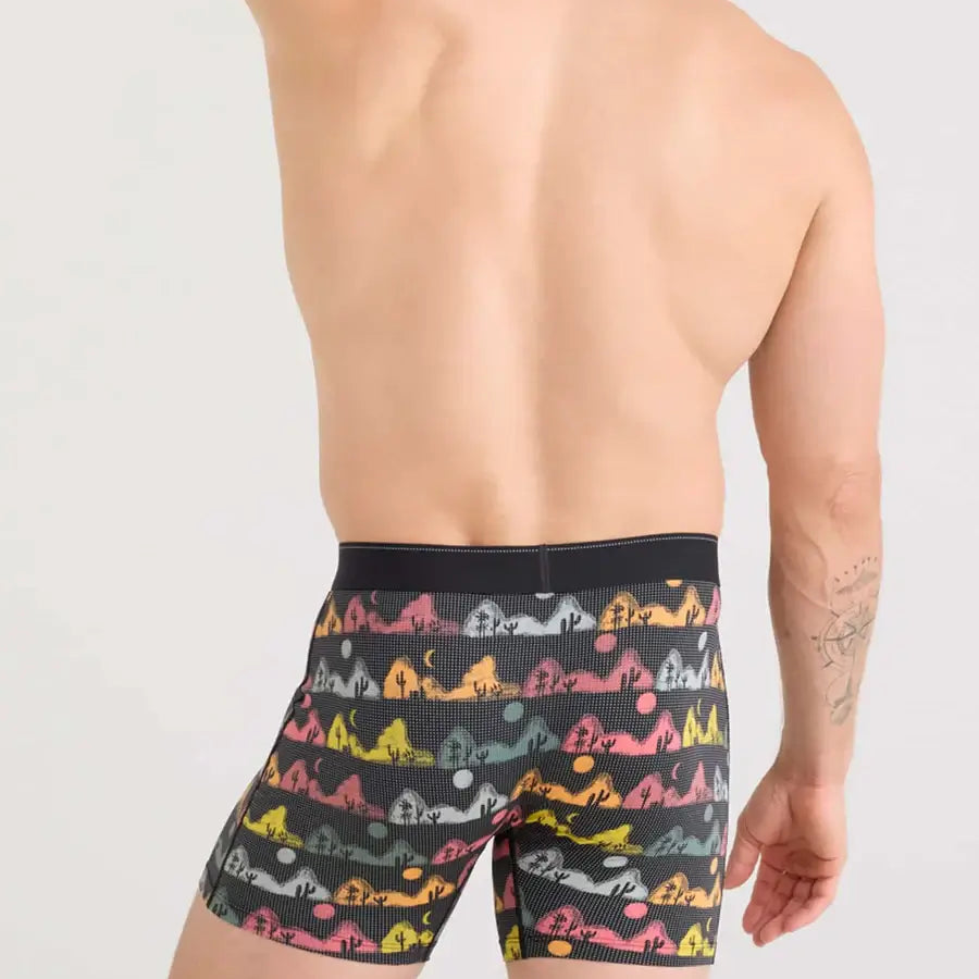 Saxx Underwear Quest Quick Dry Mesh Boxer Brief Fly - Mesa Nightfall-Black