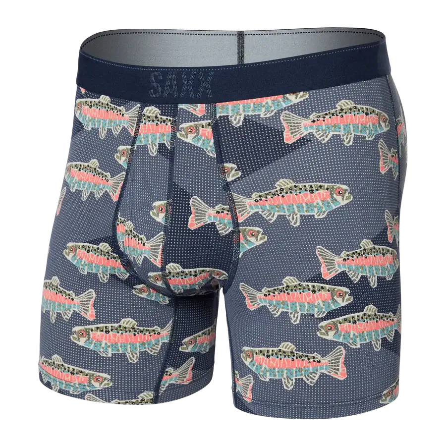 Saxx Underwear Quest Quick Dry Mesh Boxer Brief Fly - Mosaic Trout-Maritime