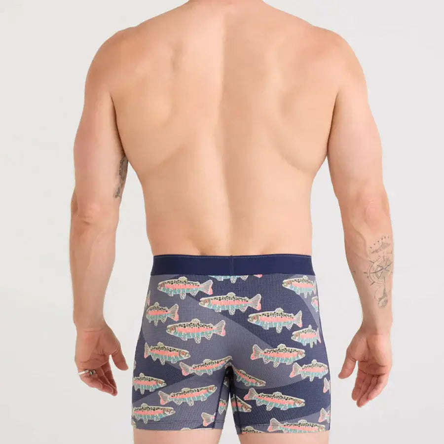 Saxx Underwear Quest Quick Dry Mesh Boxer Brief Fly - Mosaic Trout-Maritime