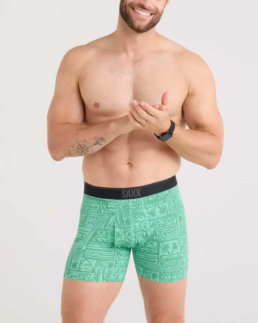 Saxx Underwear Quest Quick Dry Mesh Boxer Brief Fly - Pretty Birdie Green