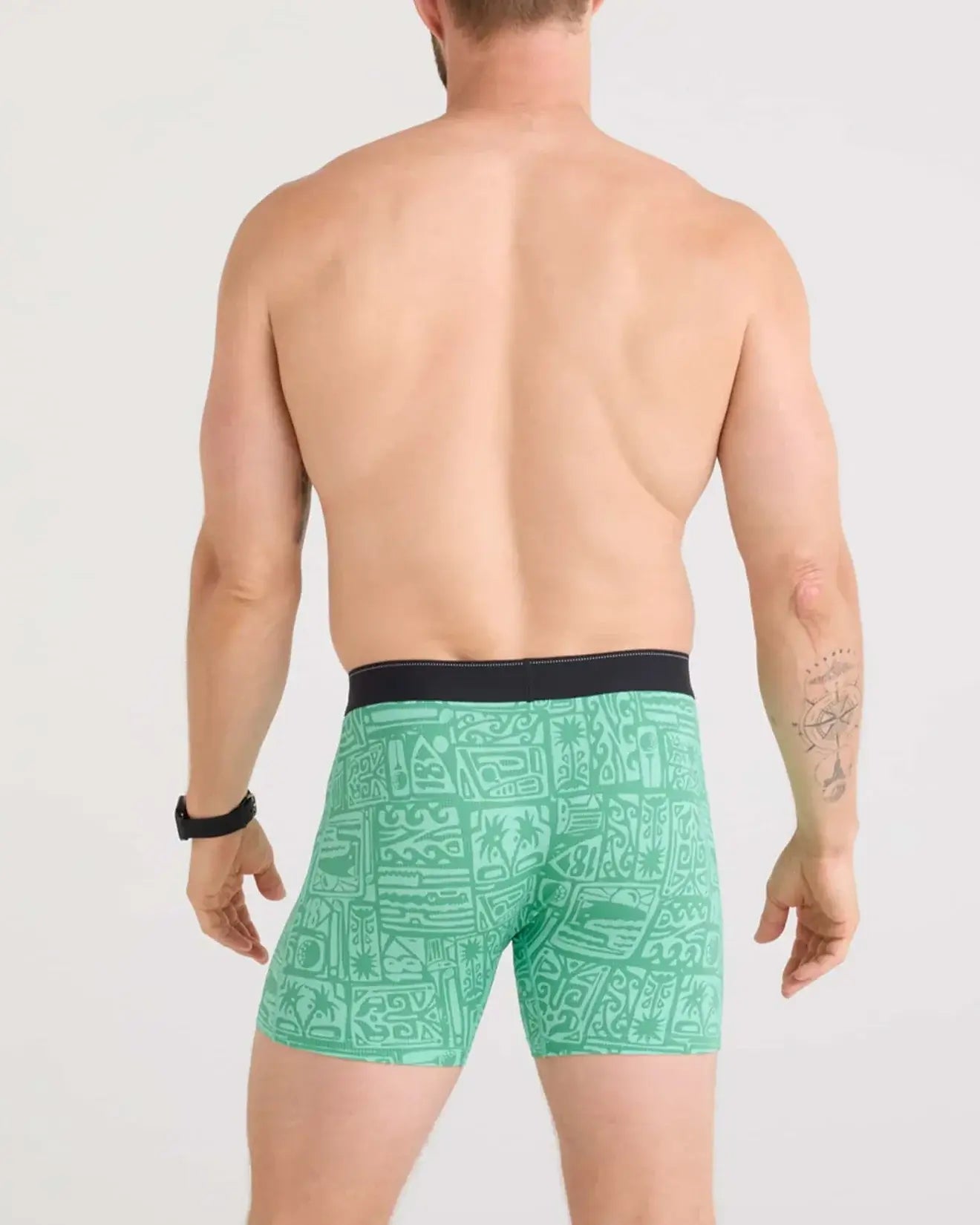 Saxx Underwear Quest Quick Dry Mesh Boxer Brief Fly - Pretty Birdie Green