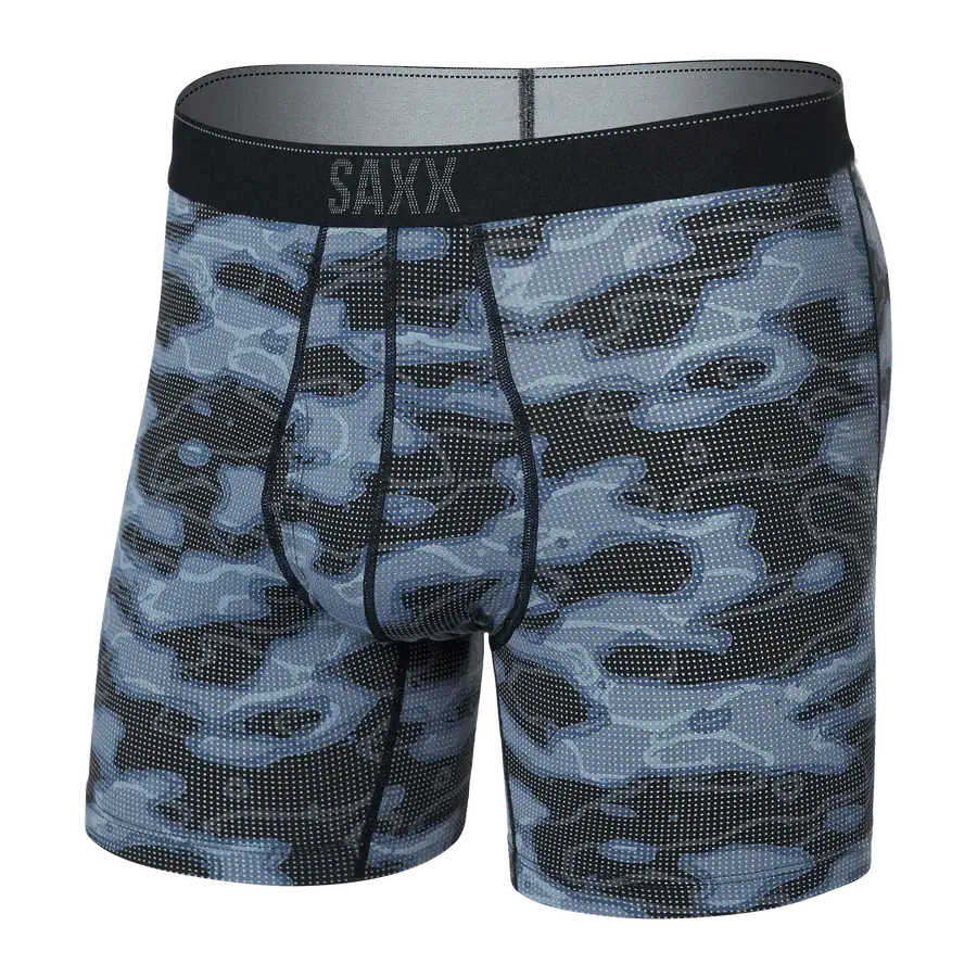 Saxx Underwear Quest Quick Dry Mesh Boxer Brief Fly - Waterdrop Camo Black