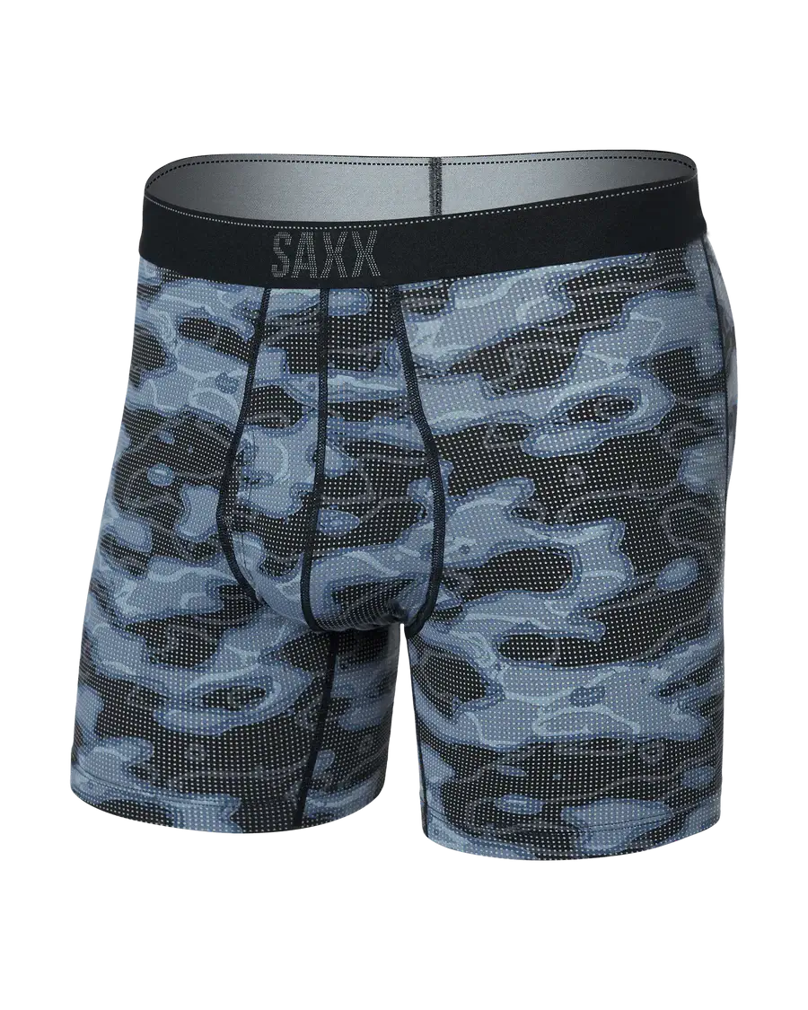 Saxx Underwear Quest Quick Dry Mesh Boxer Brief Fly - Waterdrop Camo Black
