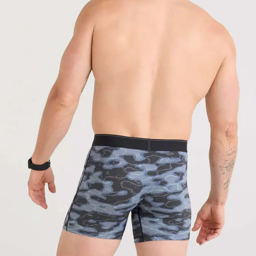 Saxx Underwear Quest Quick Dry Mesh Boxer Brief Fly - Waterdrop Camo Black