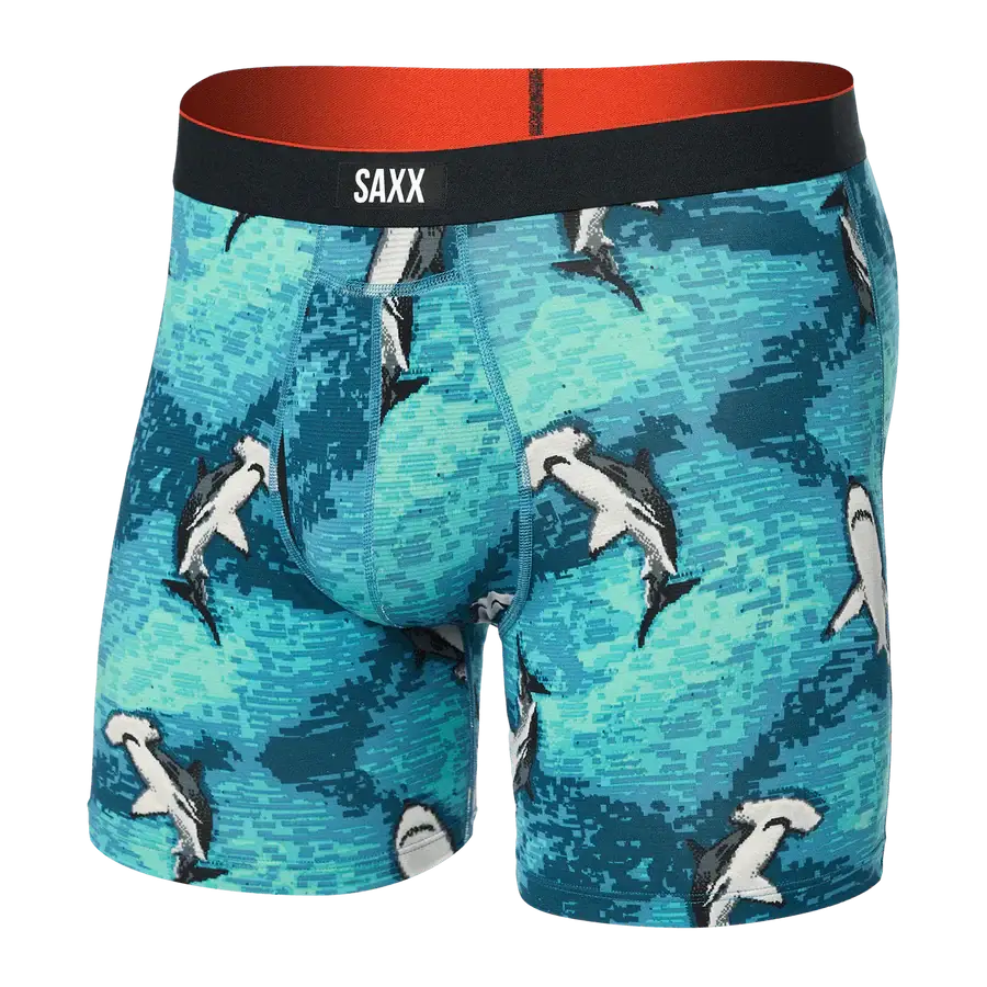 Saxx Multi-Sport Performance Mesh Boxer Brief 6" - Hammerhead Camo-Aqua