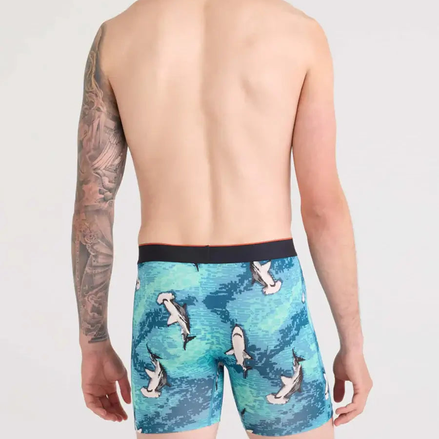 Saxx Multi-Sport Performance Mesh Boxer Brief 6" - Hammerhead Camo-Aqua