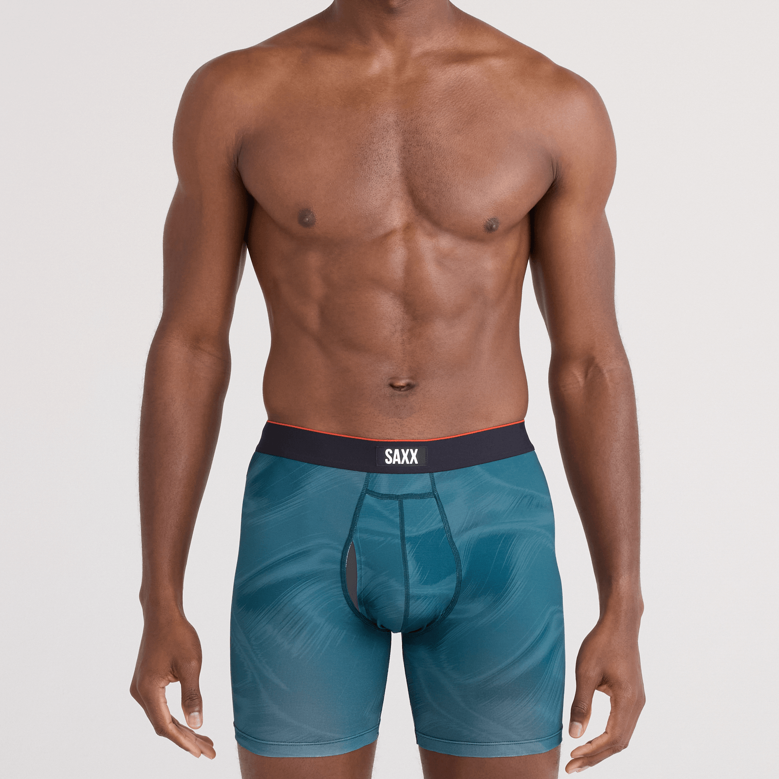 Saxx Multi-Sport Performance Mesh Boxer Brief 6" - Platinum Teal, Camo