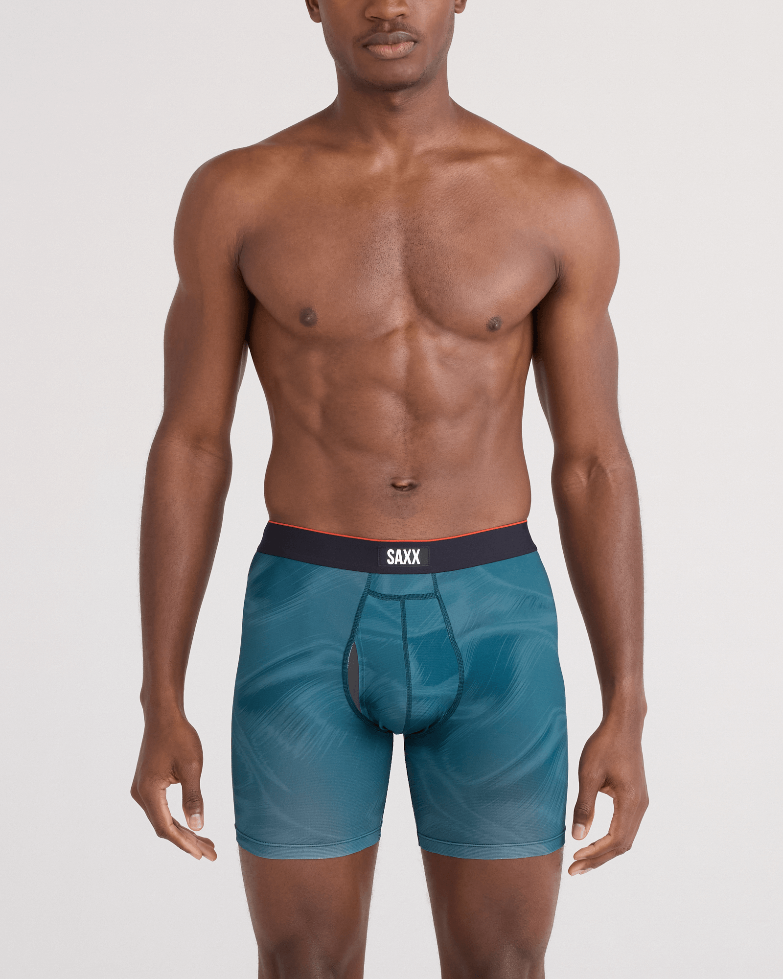 Saxx Multi-Sport Performance Mesh Boxer Brief 6" - Platinum Teal, Camo
