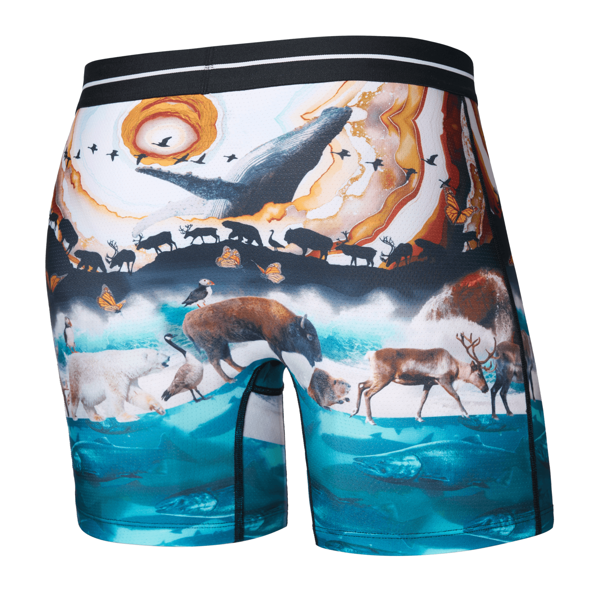 Saxx Underwear Volt Breathable Mesh Boxer Brief 6" - Great Migration, Multi