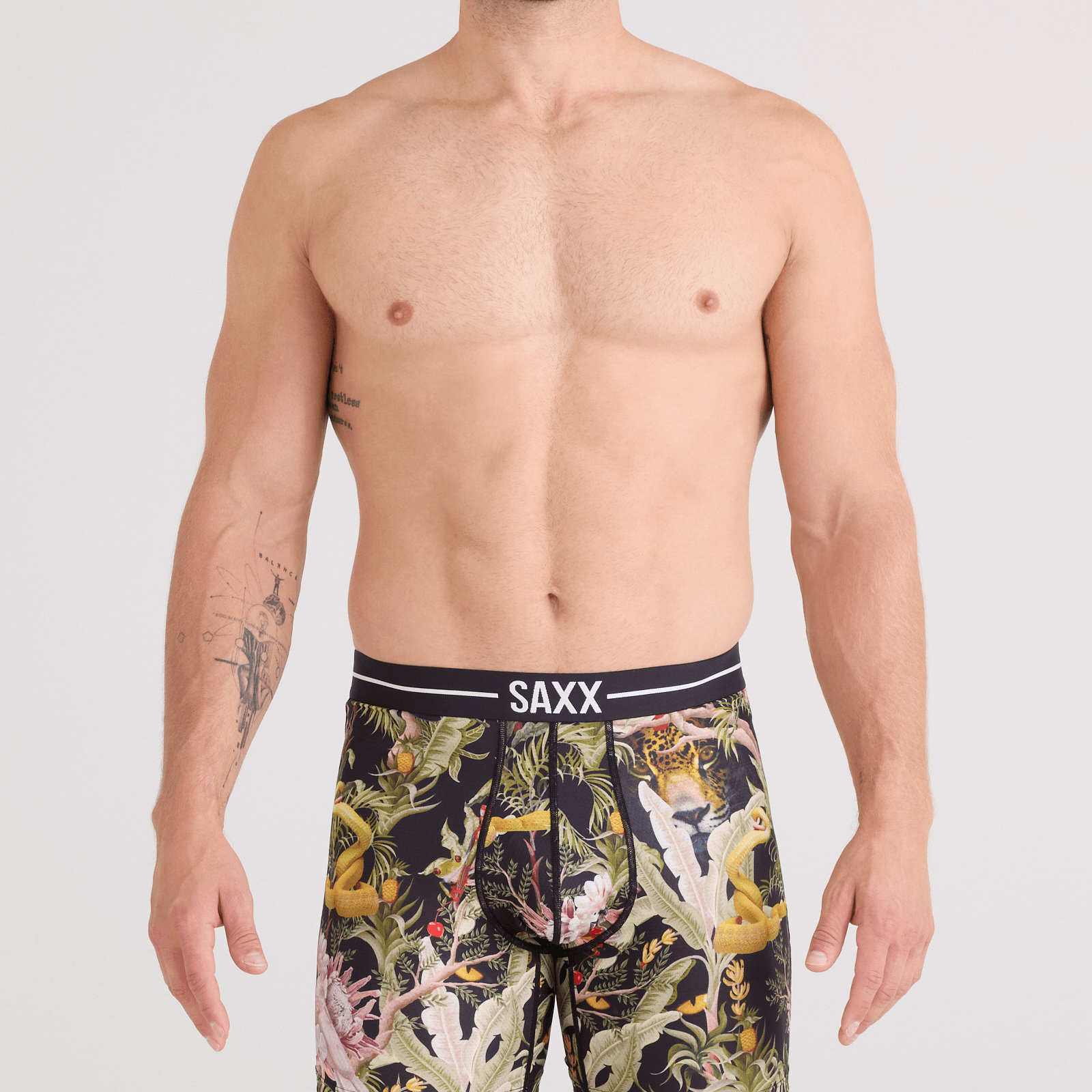 Saxx Underwear Volt Breathable Mesh Boxer Brief 6" - Jungle Juice-Black
