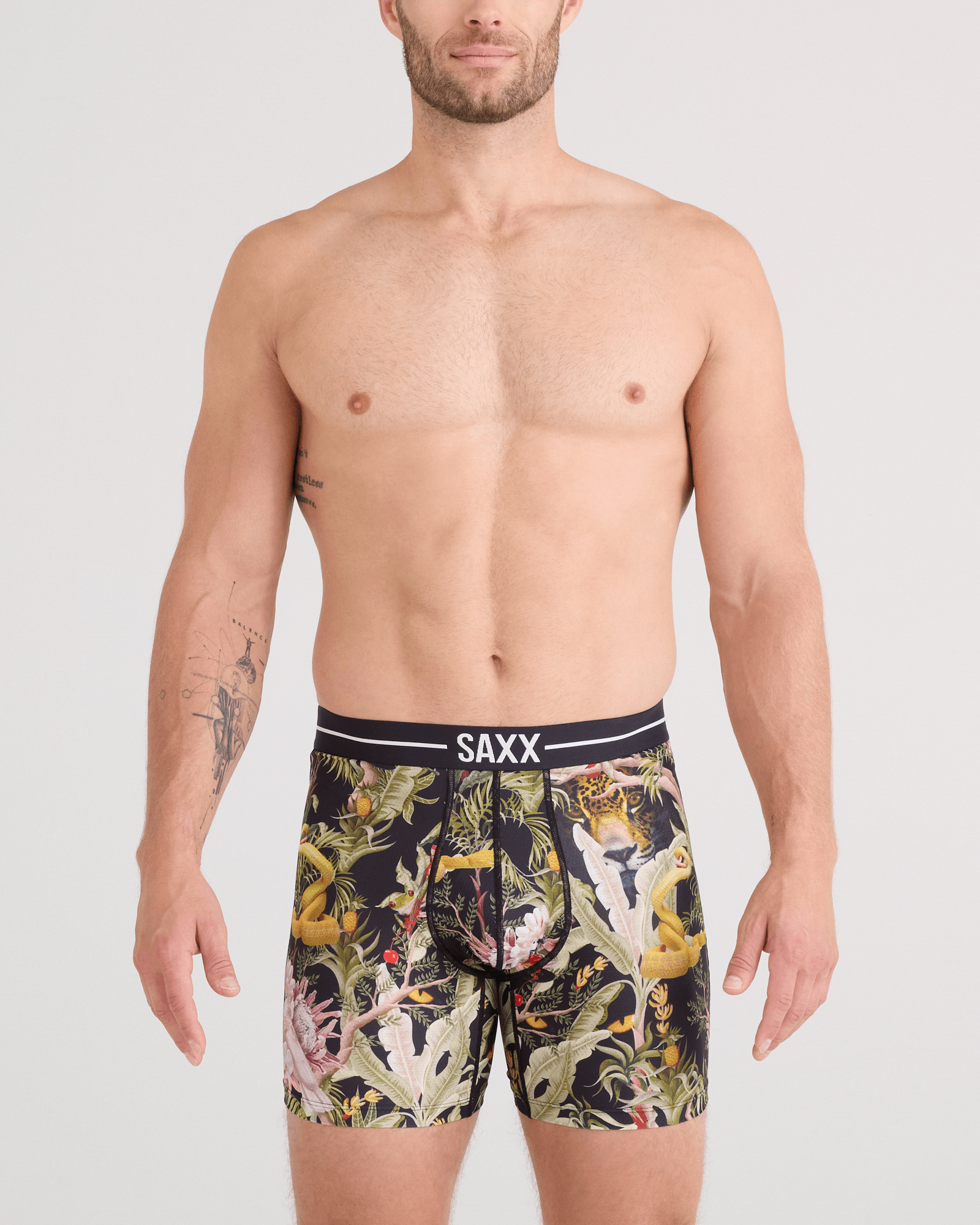 Saxx Underwear Volt Breathable Mesh Boxer Brief 6" - Jungle Juice-Black