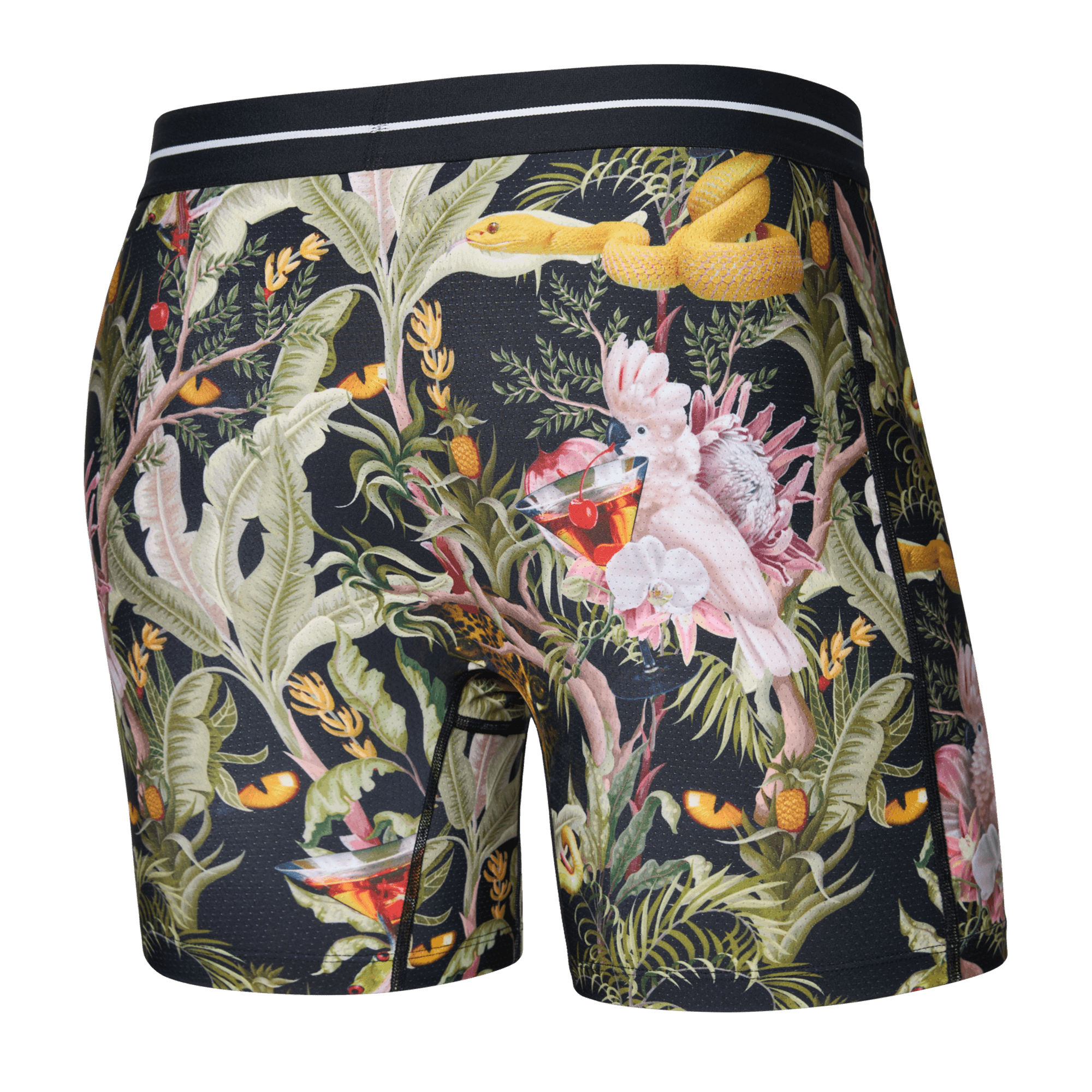 Saxx Underwear Volt Breathable Mesh Boxer Brief 6" - Jungle Juice-Black