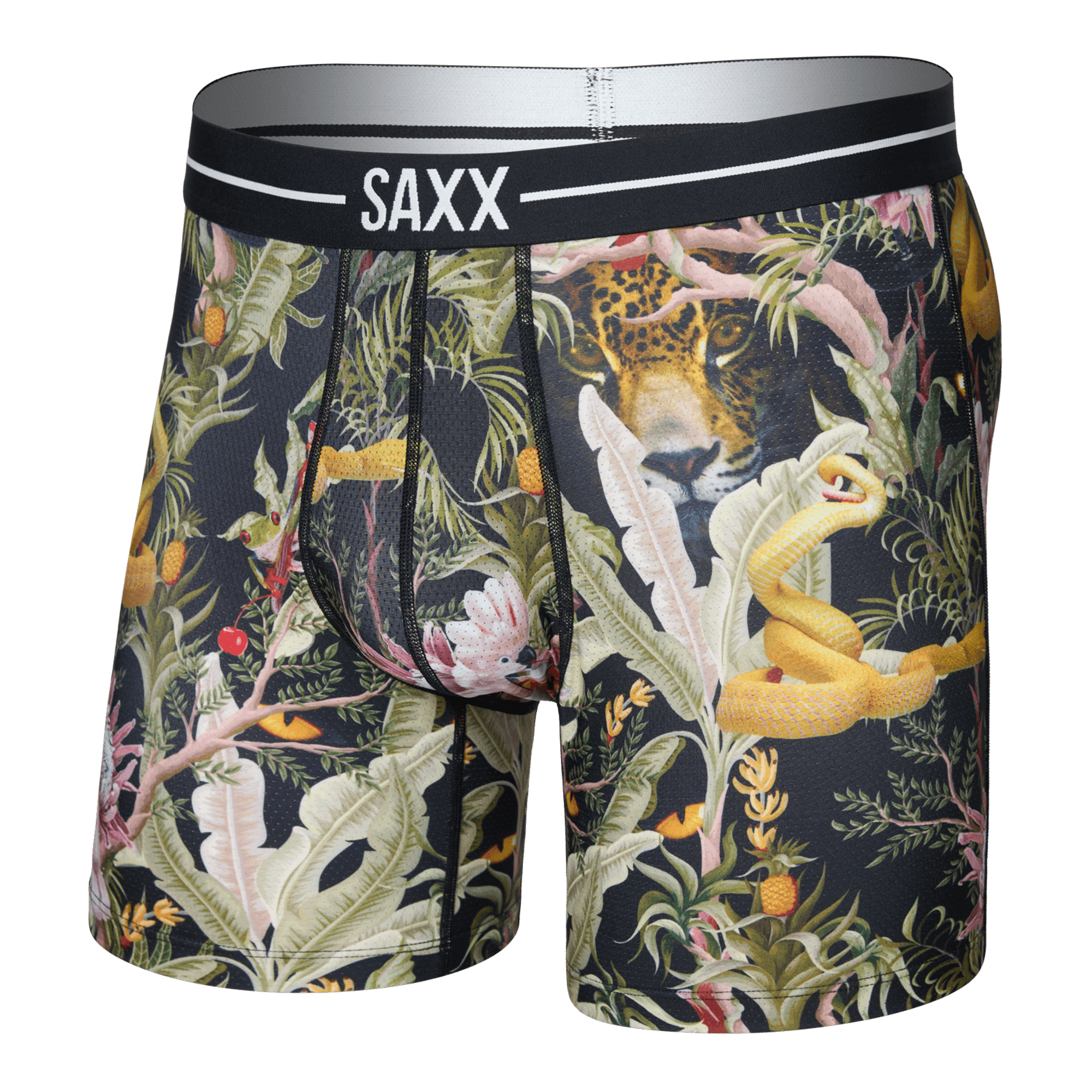 Saxx Underwear Volt Breathable Mesh Boxer Brief 6" - Jungle Juice-Black