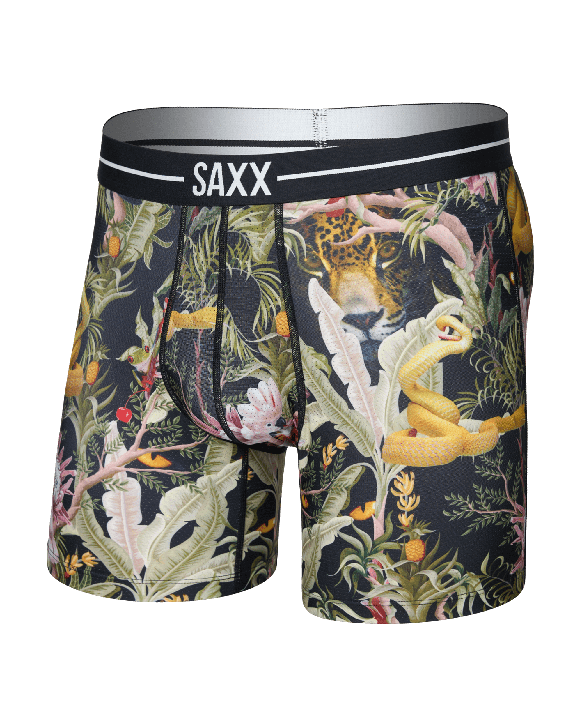 Saxx Underwear Volt Breathable Mesh Boxer Brief 6" - Jungle Juice-Black