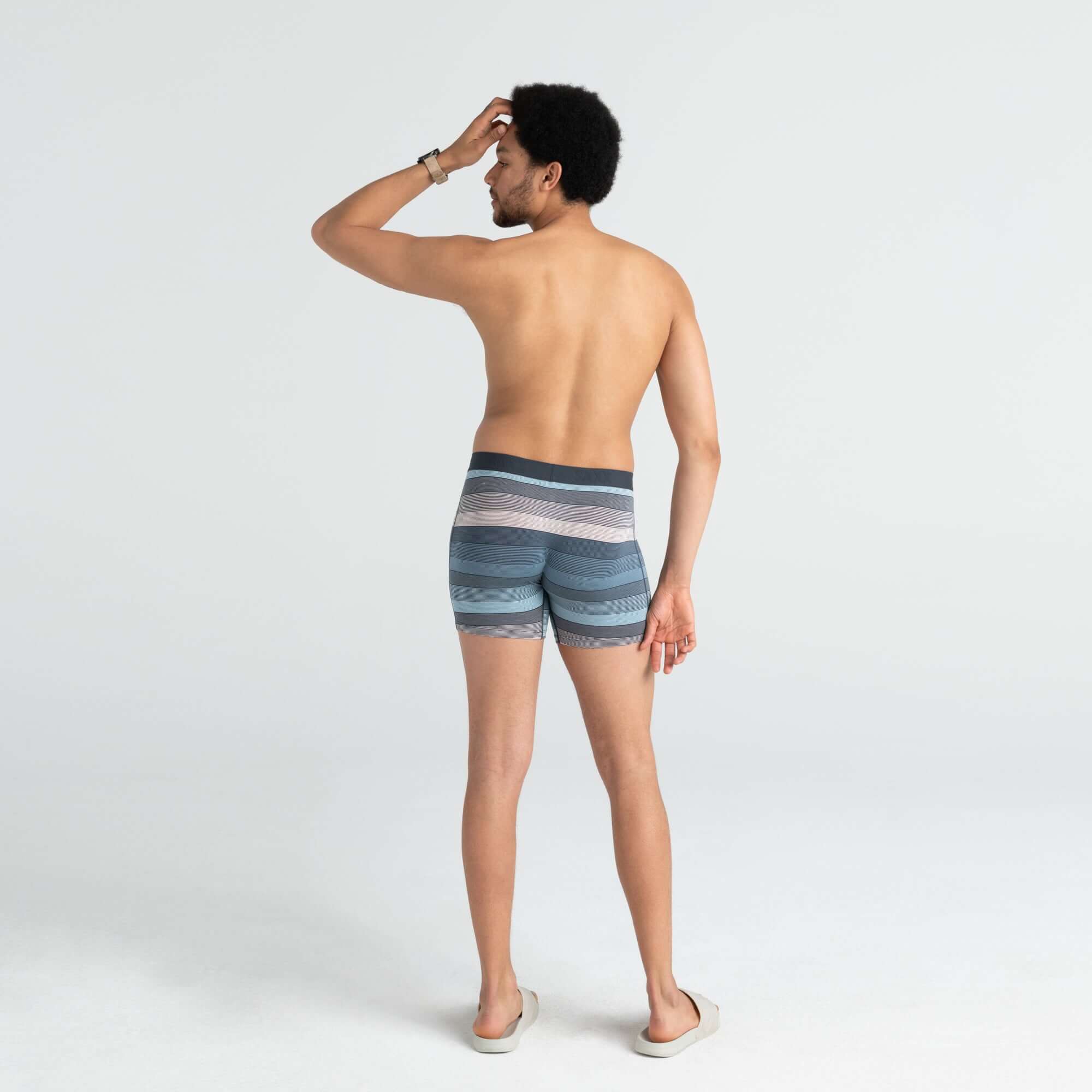 Saxx Vibe Supersoft 1 Pack Boxer Briefs - Hazy Stripe Washed Blue