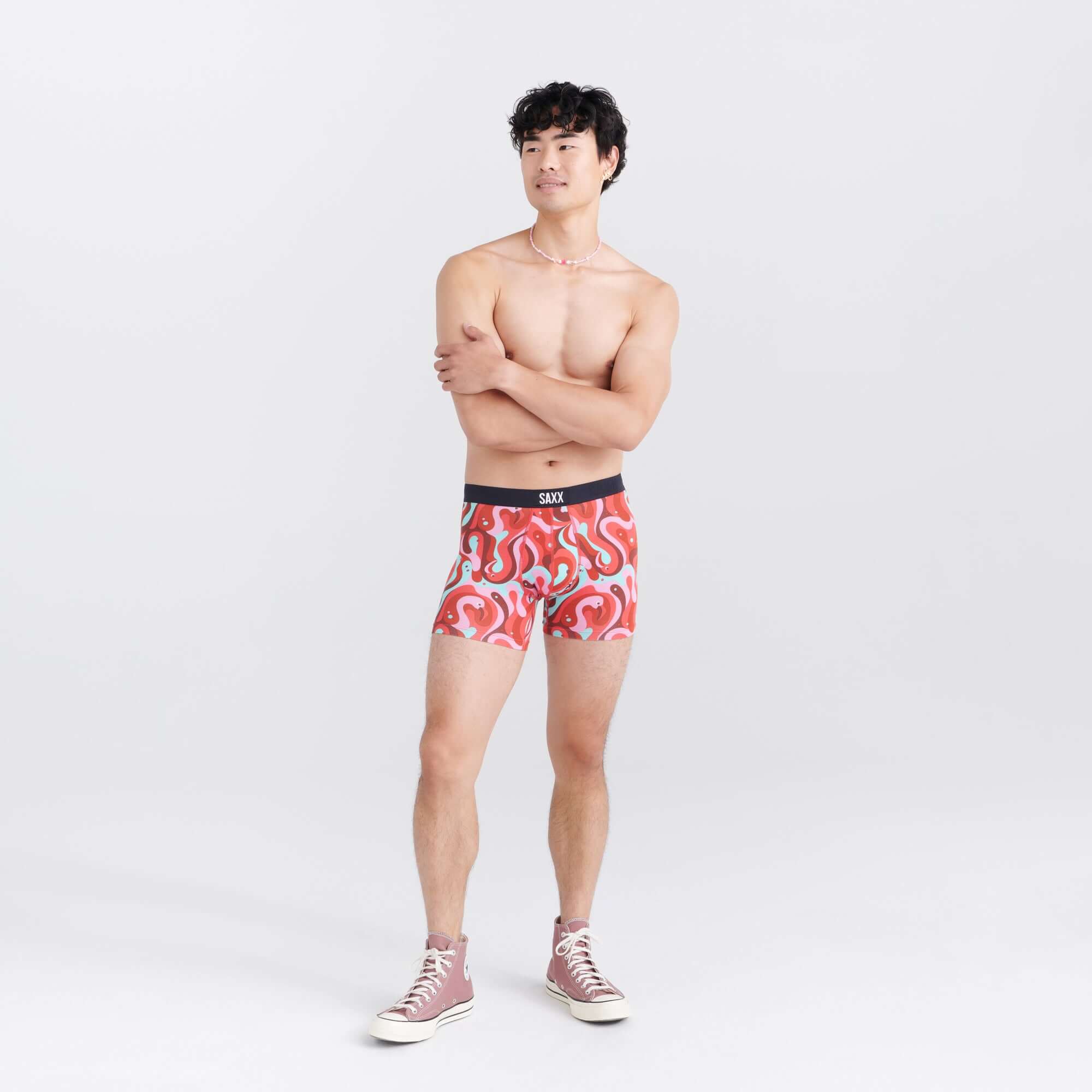 Saxx Underwear Vibe Supersoft 1 Pack Boxer Briefs - Lava Lamp Flamingo