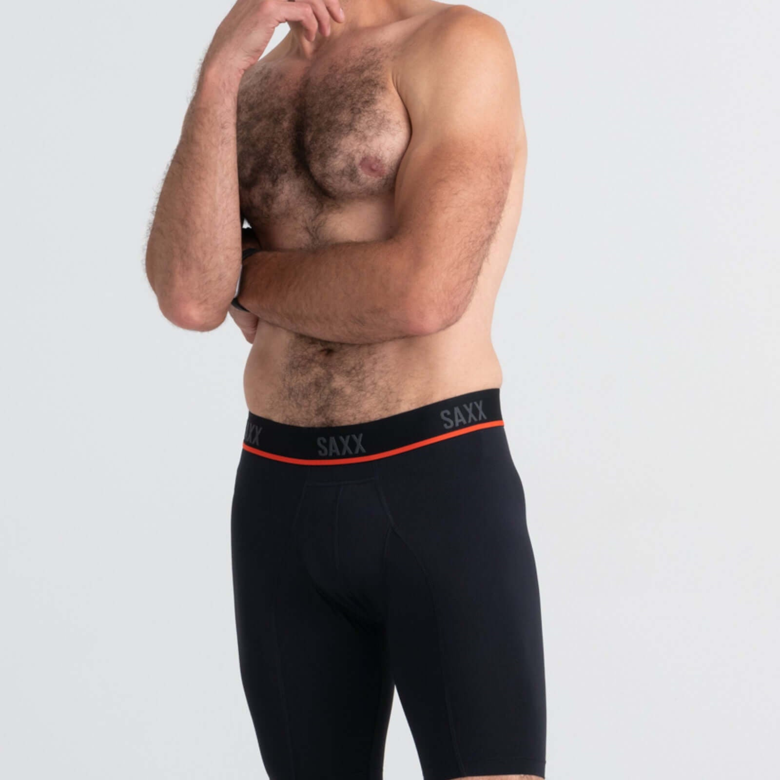 Saxx Underwear Kinetic Light-Compression Mesh Long Leg Boxer Briefs - 8"