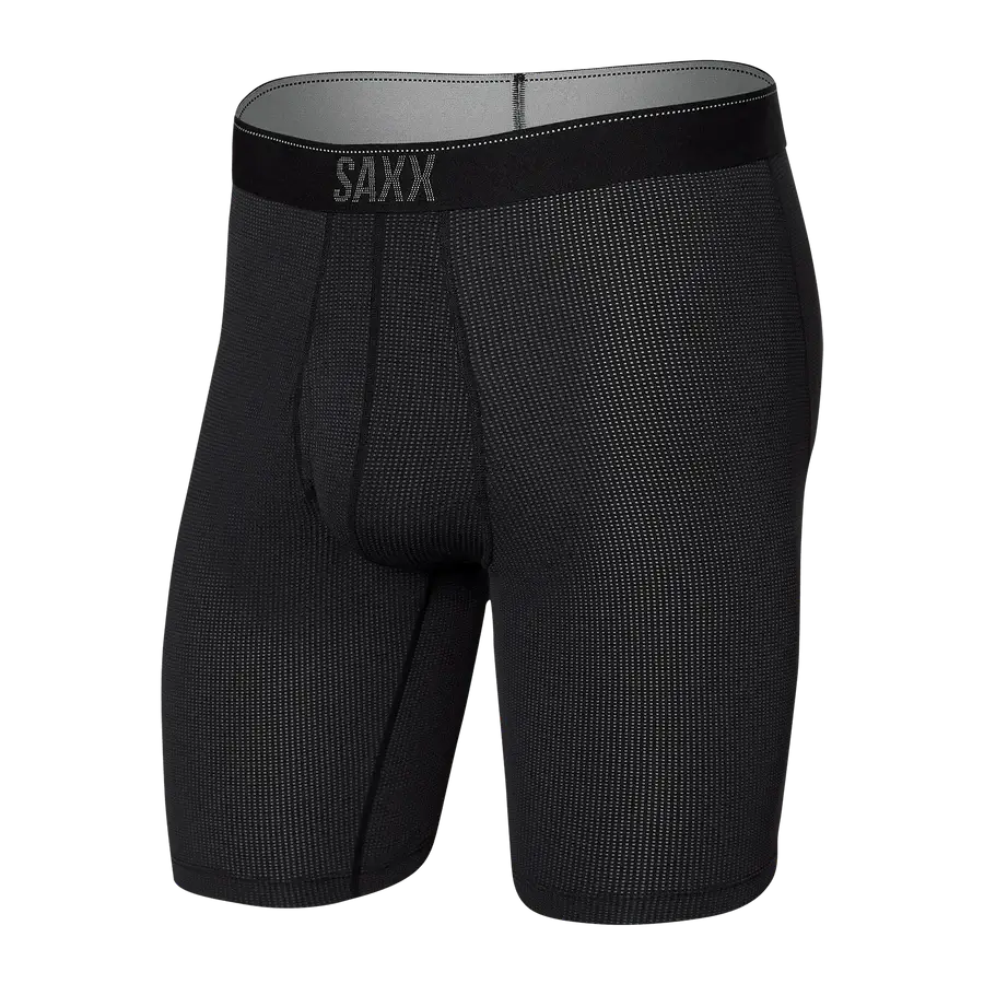 Saxx Underwear Quest Quick-Dry Mesh Performance Long Boxer Brief 8", Black