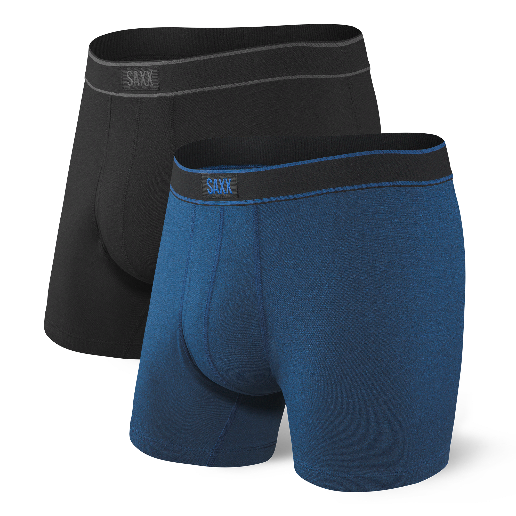 SAXX Daytripper Comfort Stretch Boxer Brief Fly 2-Pack – Black/City Blue