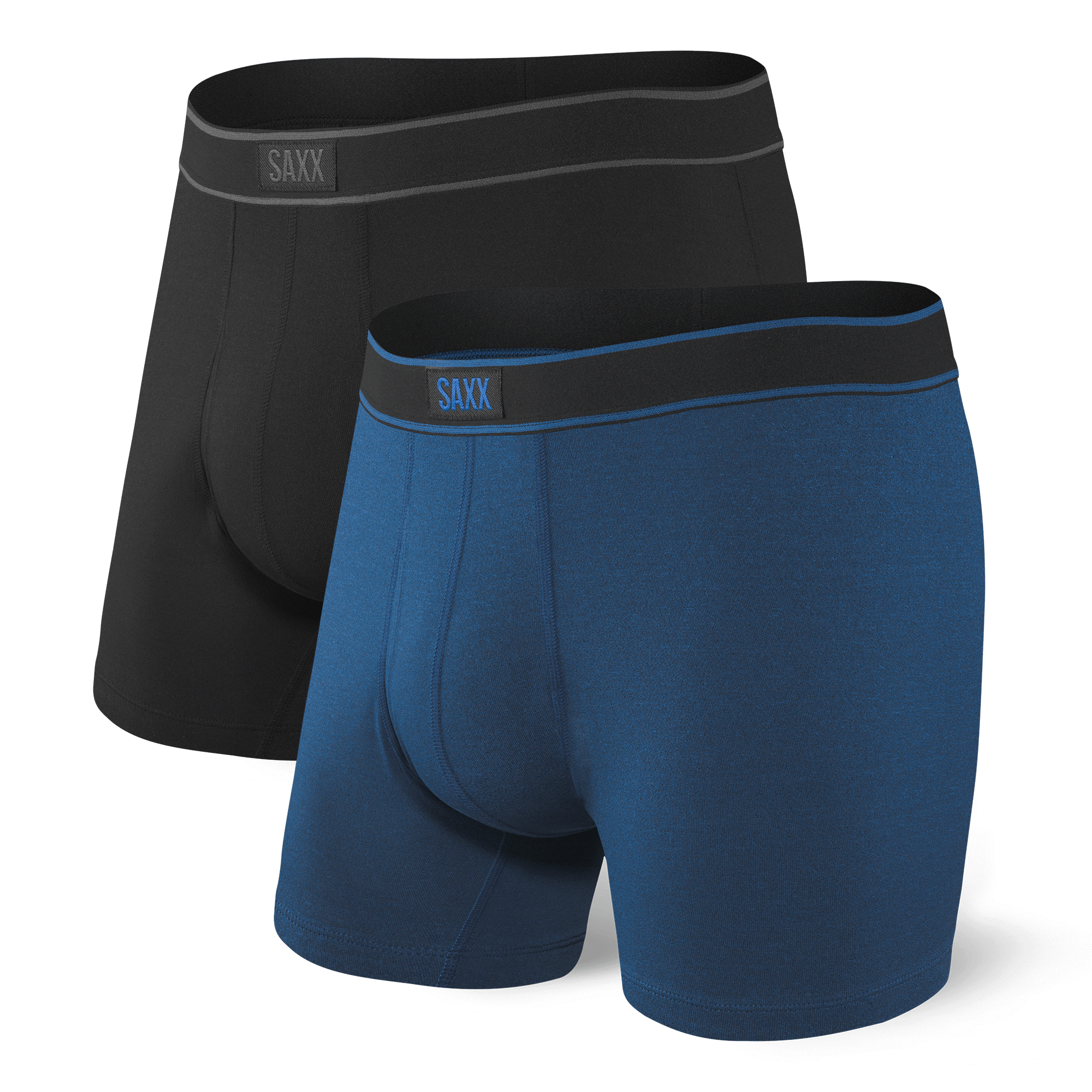 SAXX Daytripper Comfort Stretch Boxer Brief Fly 2-Pack – Black/City Blue