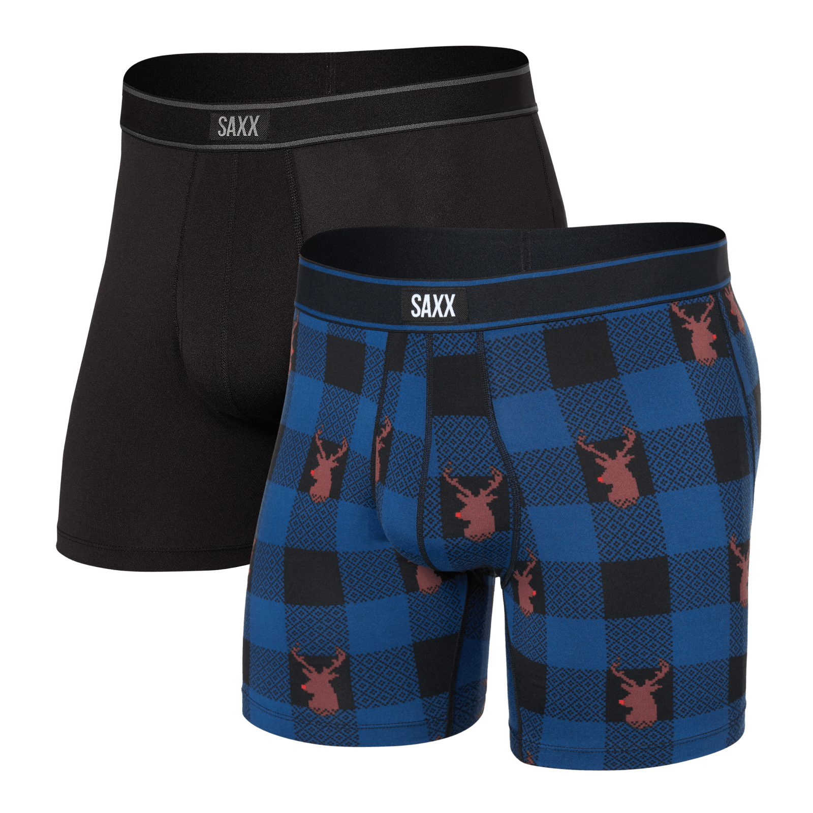 SAXX Daytripper Comfort Stretch 2 Pack Boxer Brief 6" – Nose So Brite / Black