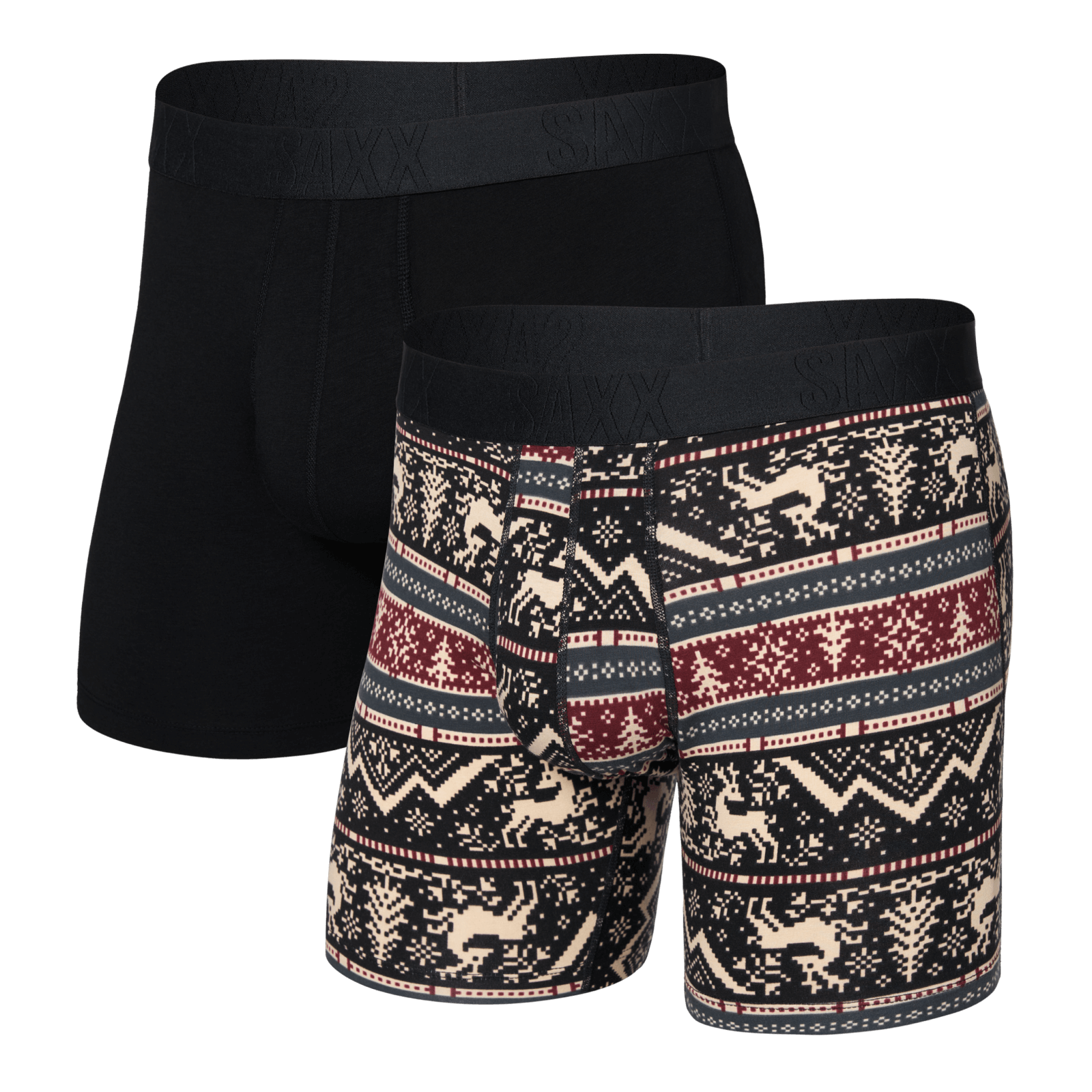 SAXX DropTemp™ Cooling Cotton Boxer Briefs 2 Pack, Caribou / Black
