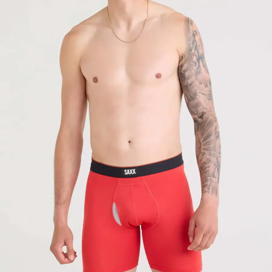 Saxx Underwear Multi-Sport Performance Boxer Brief 6" - Sunset Red / Black