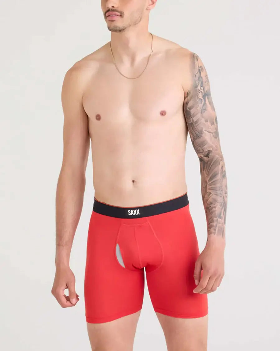 Saxx Underwear Multi-Sport Performance Boxer Brief 6" - Sunset Red / Black