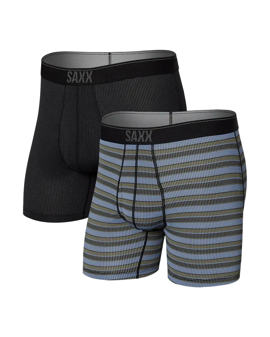 Saxx Quest QDM Boxer Brief Fly 2 Pack - Sunrise Stripe / Black