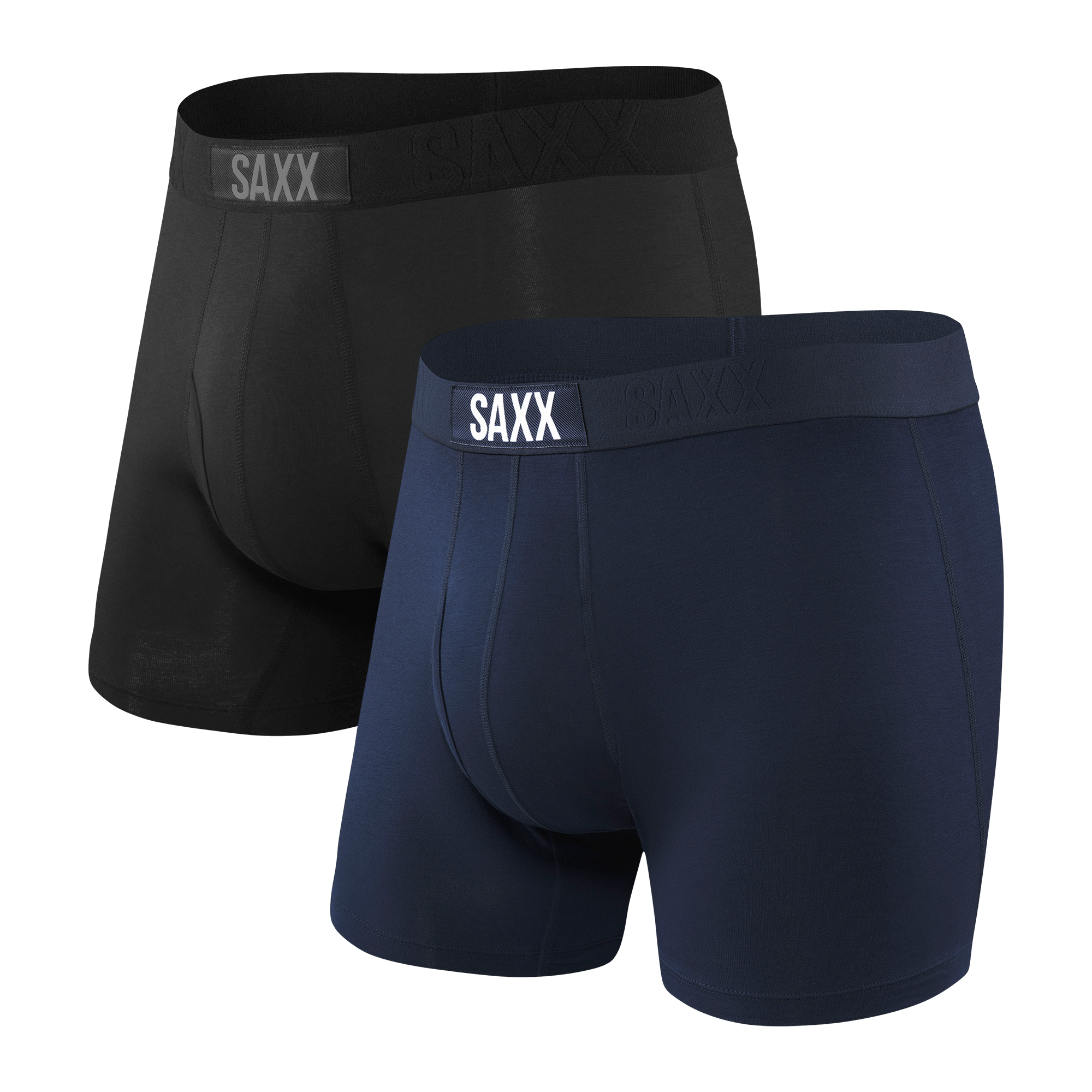 Saxx Ultra Super Soft (2 Pack) Comfort Blend Boxer Brief 5" - Black/Navy