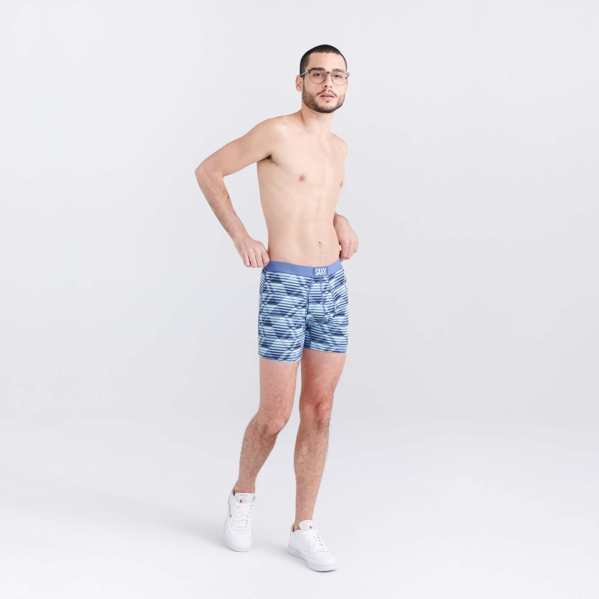 Saxx Ultra Super Soft 2 Pack Boxer Briefs - Dazed Argyle / Navy