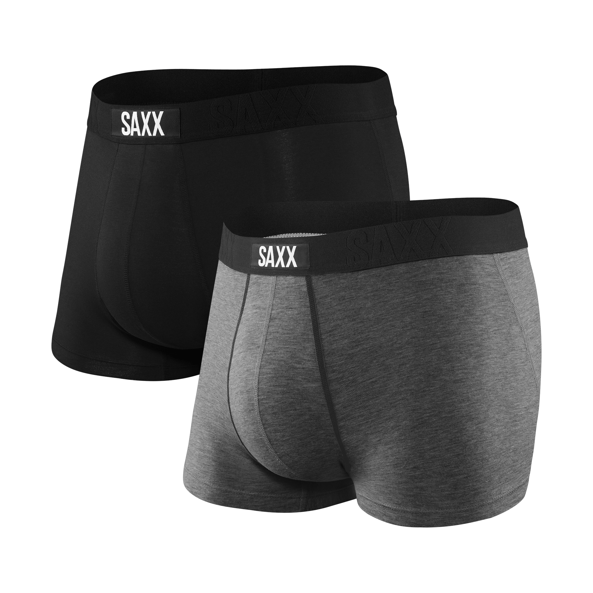 Saxx Vibe Supersoft 2 Pack Trunks - Black / Grey