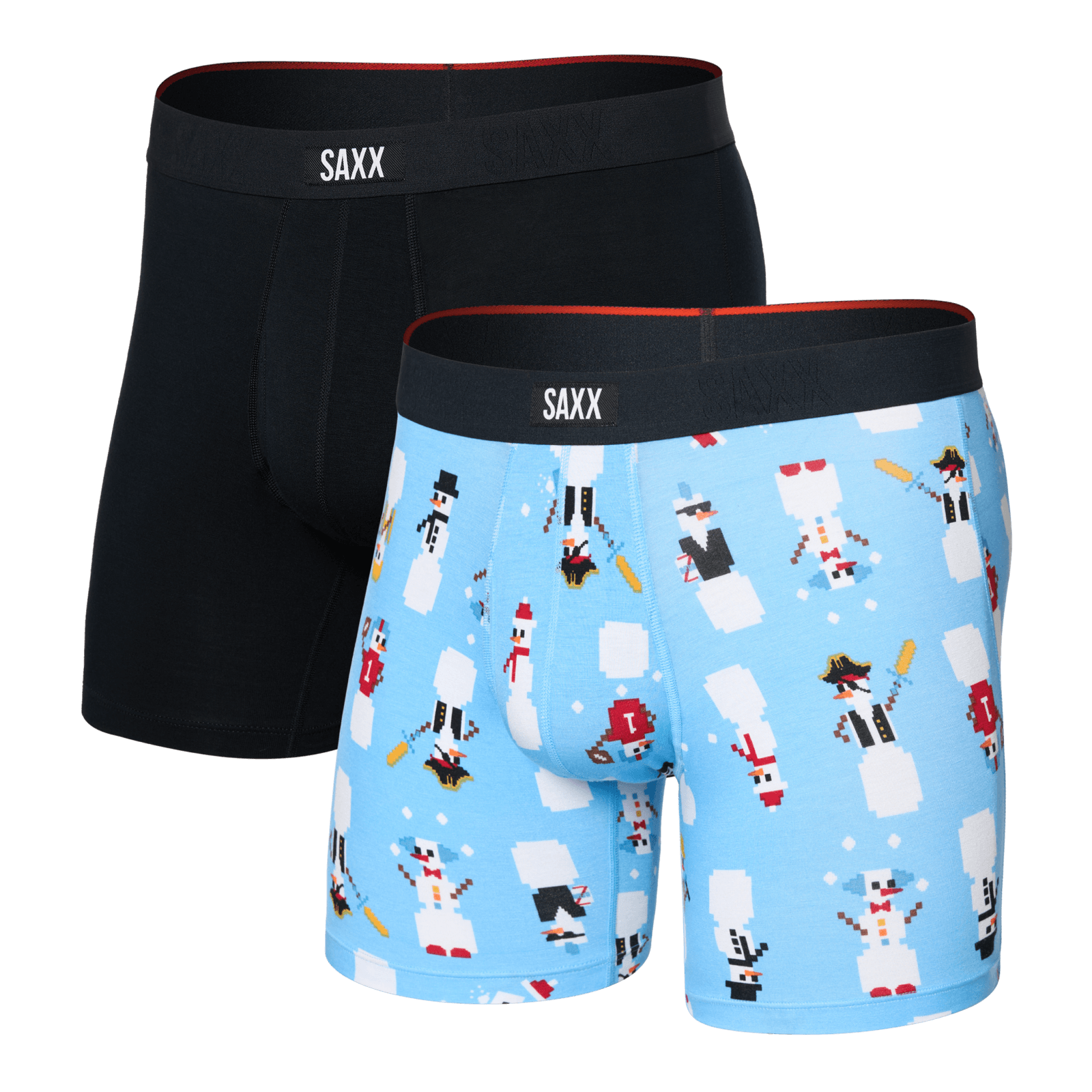 Saxx Vibe Xtra (2 Pack) Soft Comfort Boxer Brief 6" – Frosty the Gamer / Black