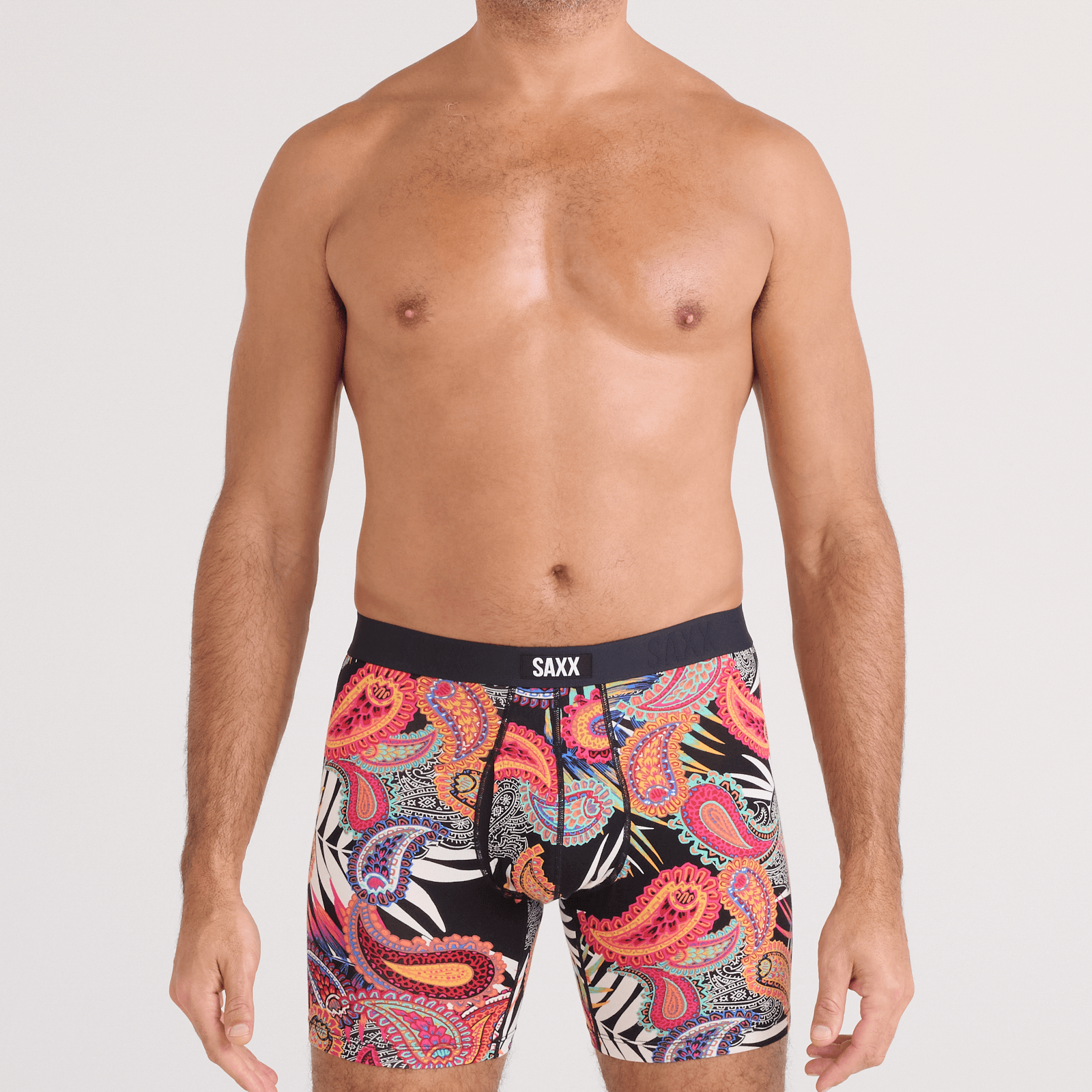 Saxx Underwear Vibe Xtra (2 Pack) Soft Comfort Boxer Brief 6" - Jungle Paisley / Black